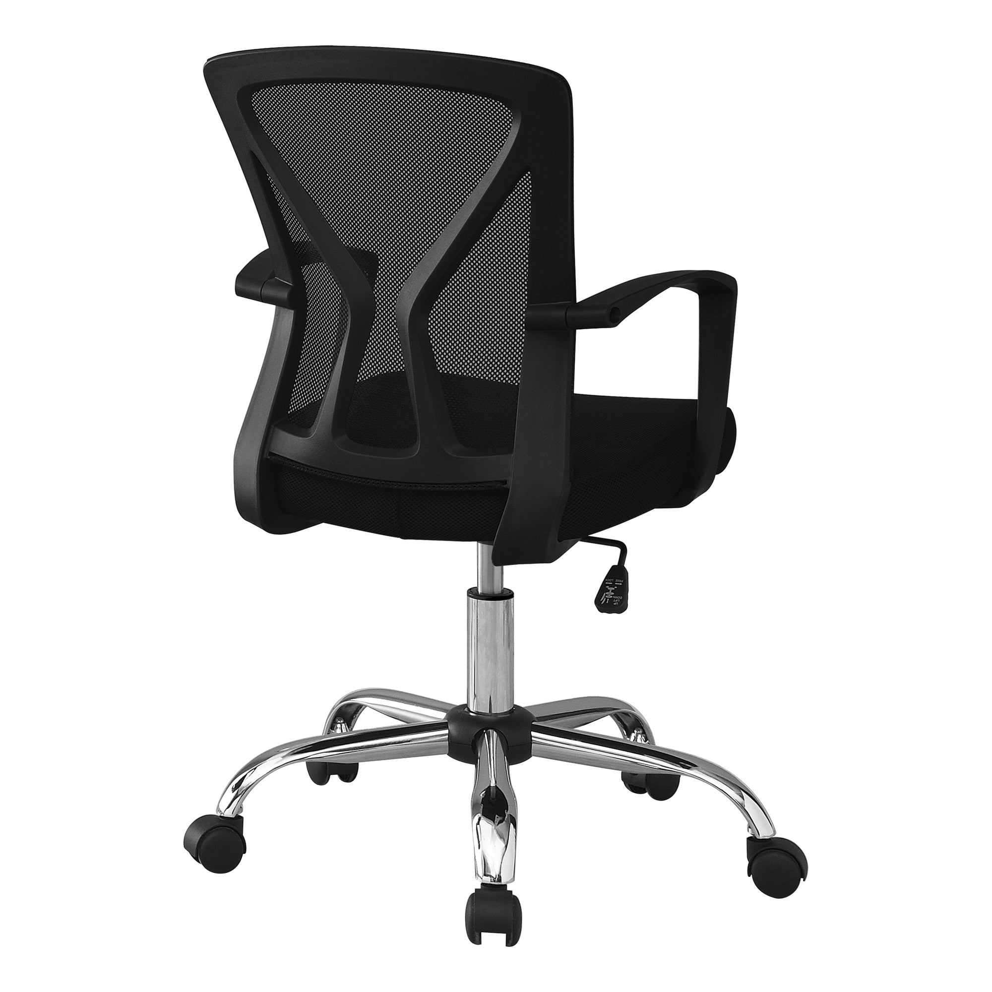 CHAISE DE BUREAU - BASE NOIRE / CHROMÉE SUR ROULETTES