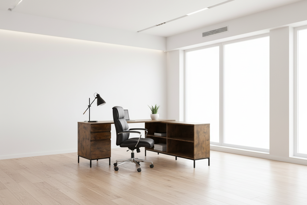 COMPUTER DESK - 60"L / RUSTIC BROWN L-SHAPED CORNER