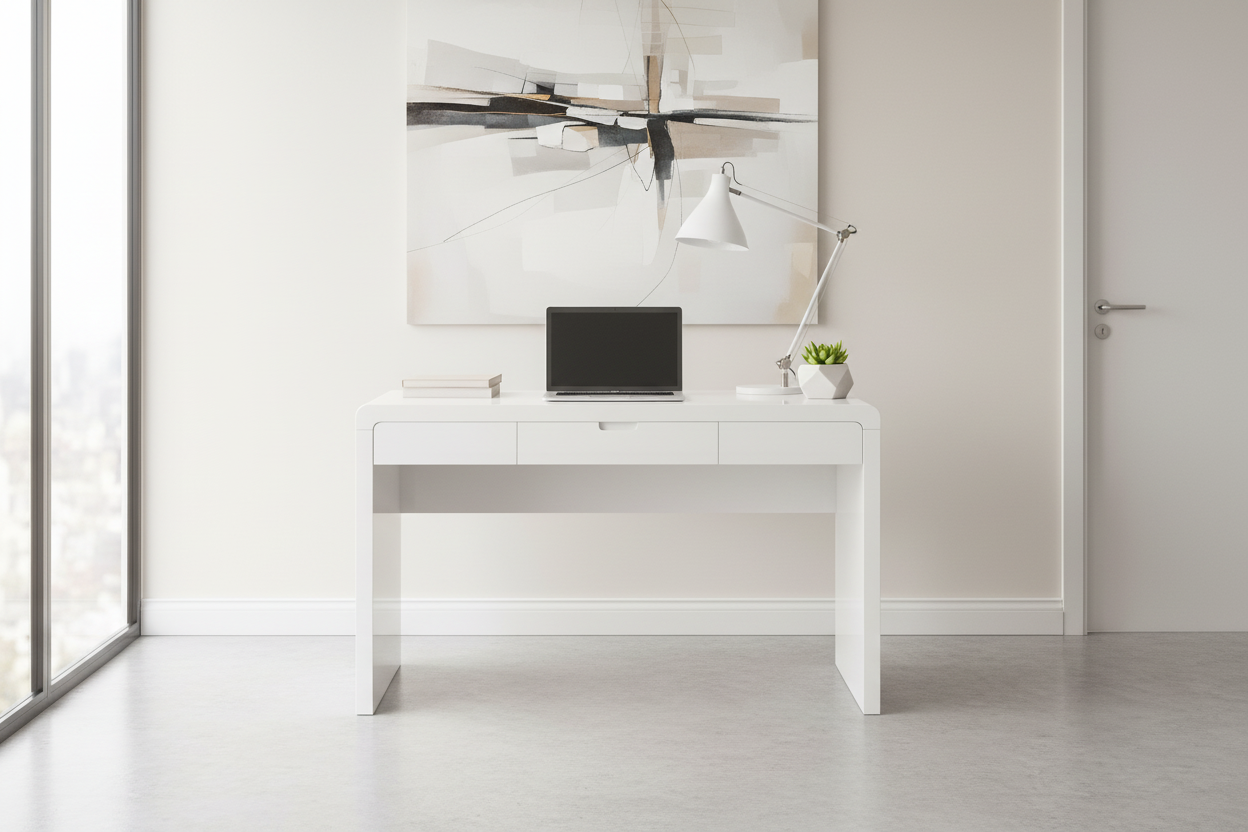 COMPUTER DESK - 48"L / HIGH GLOSSY WHITE / STORAGE DRAWER