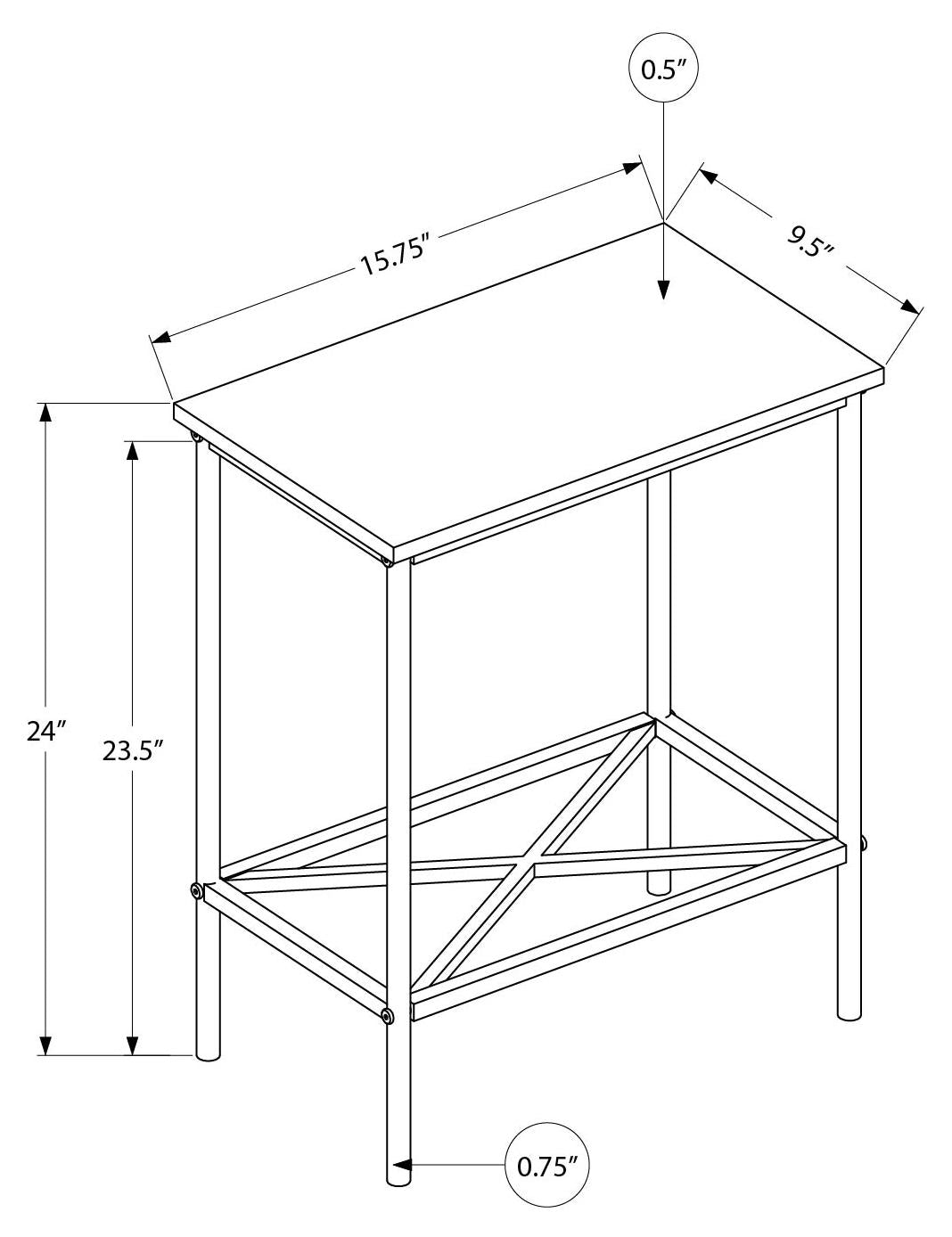 ACCENT TABLE - 24"H / BLACK / BLACK METAL