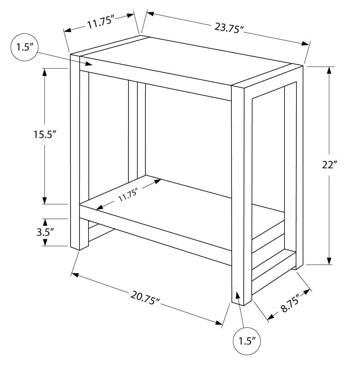 ACCENT TABLE - 22"H / BLACK / BLACK METAL