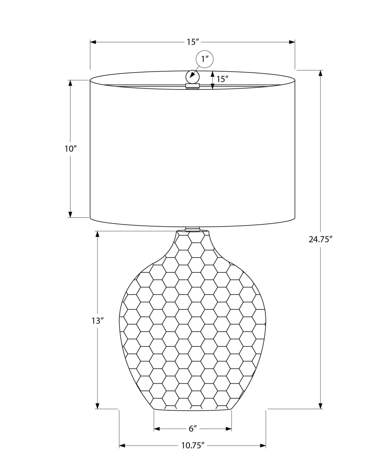 ÉCLAIRAGE - LAMPE DE TABLE 25"H ABAT-JOUR NOIR RÉSINE MARRON