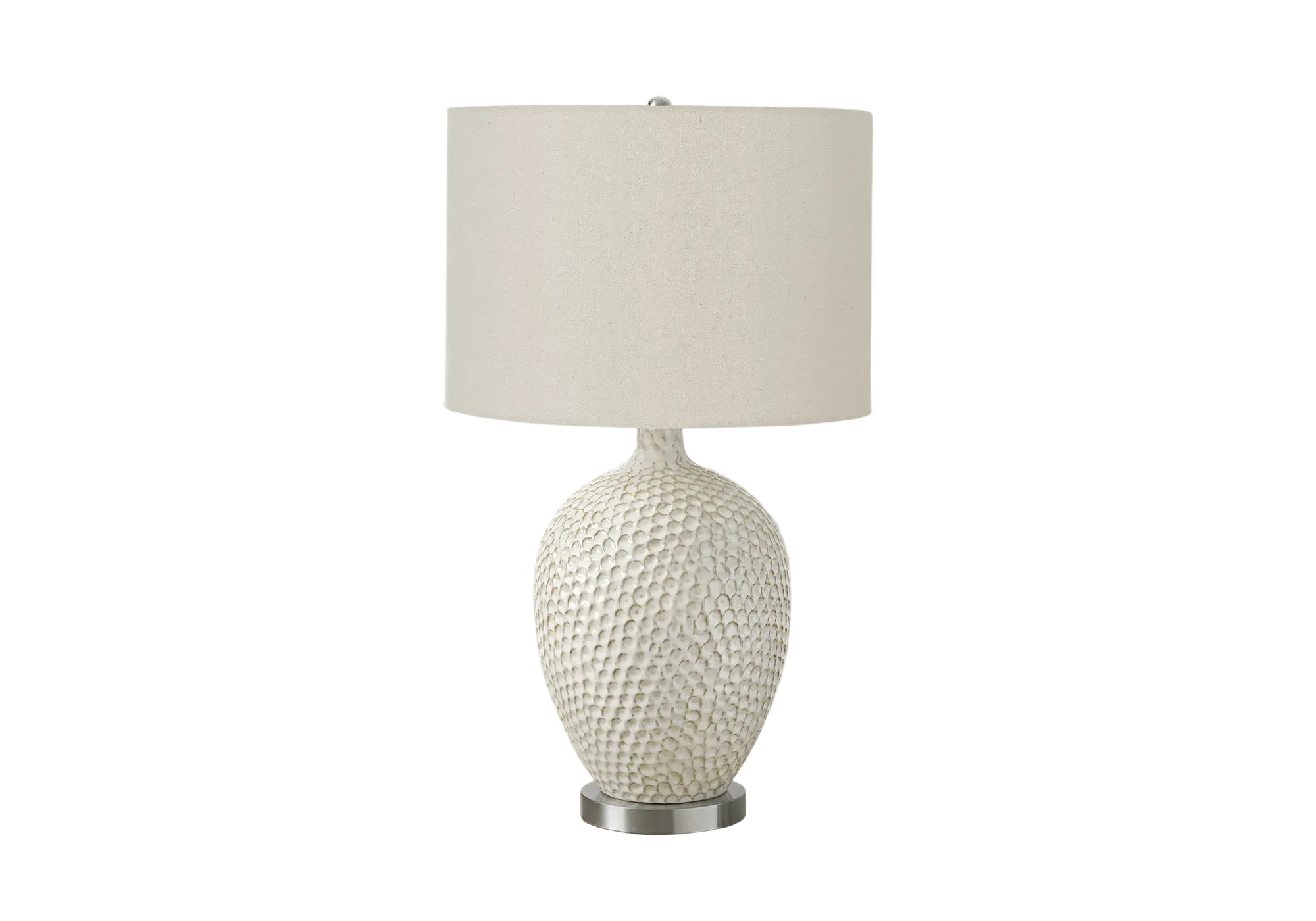 ÉCLAIRAGE - LAMPE DE TABLE 28"H CÉRAMIQUE CRÈME IVOIRE / ABAT-JOUR CRÈME