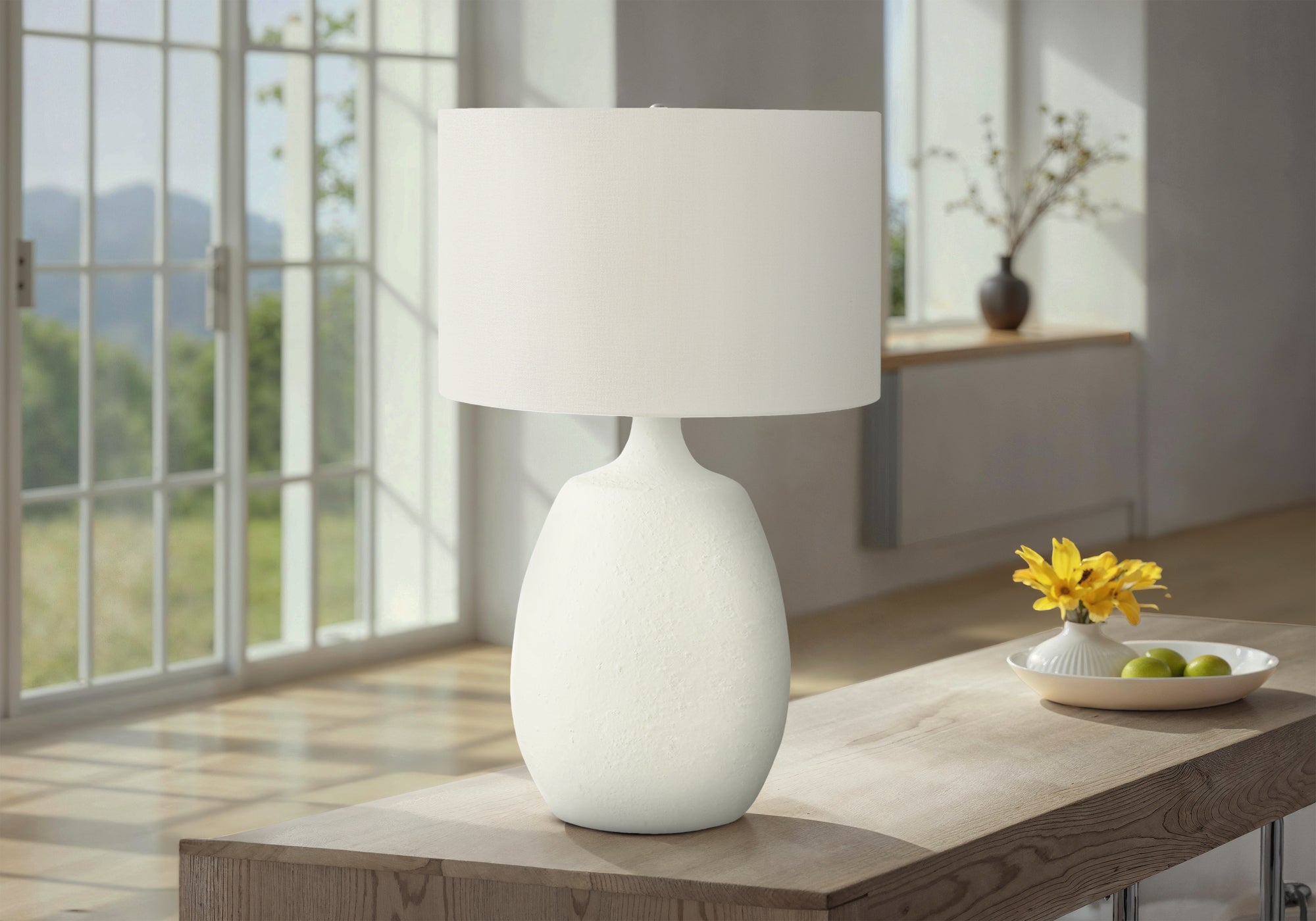 LIGHTING - 26"H TABLE LAMP IVORY / CREAM SHADE CREAM RESIN