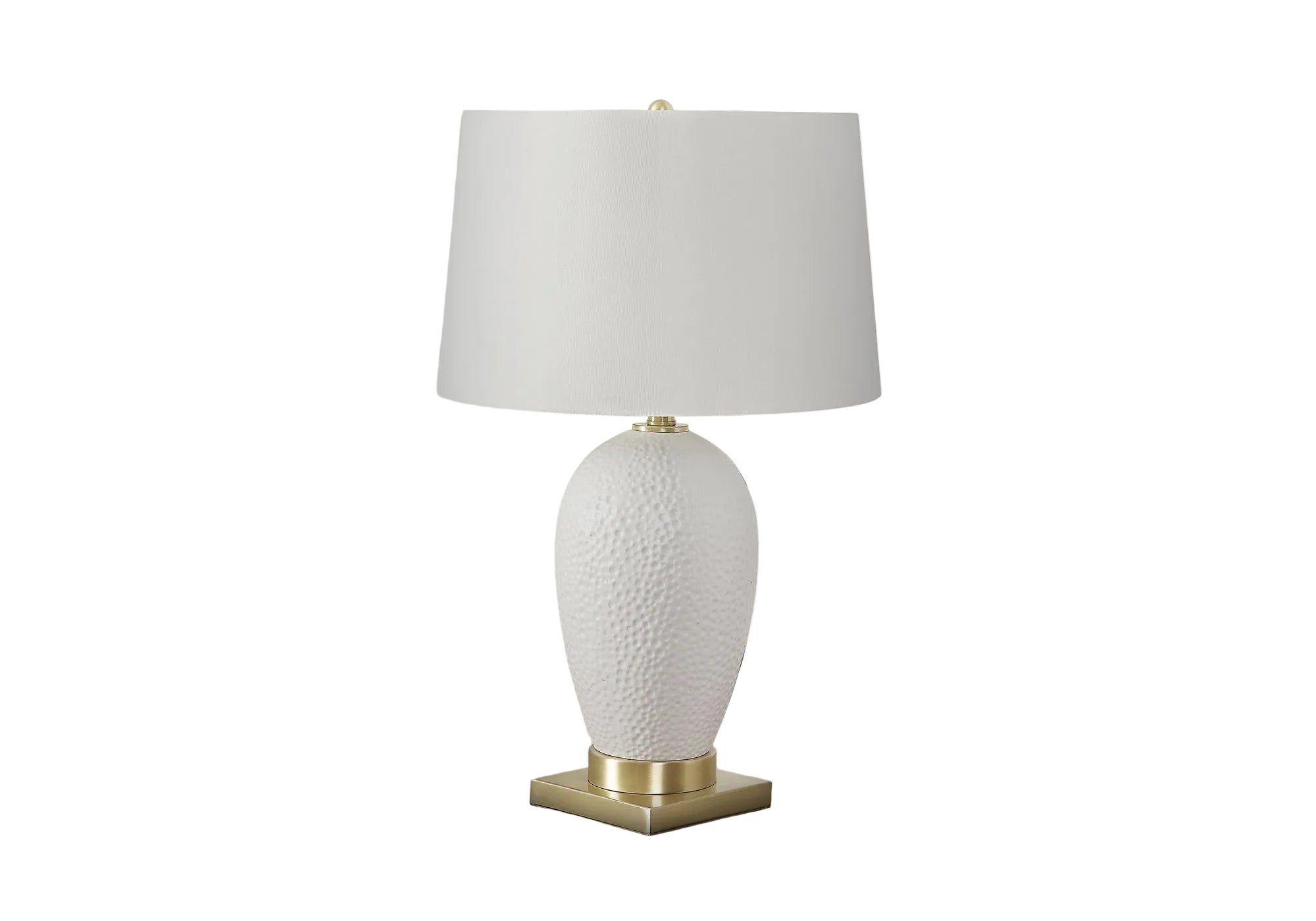 ÉCLAIRAGE - LAMPE DE TABLE 26"H EN CÉRAMIQUE BLANCHE IVOIRE / ABAT-JOUR CRÈME