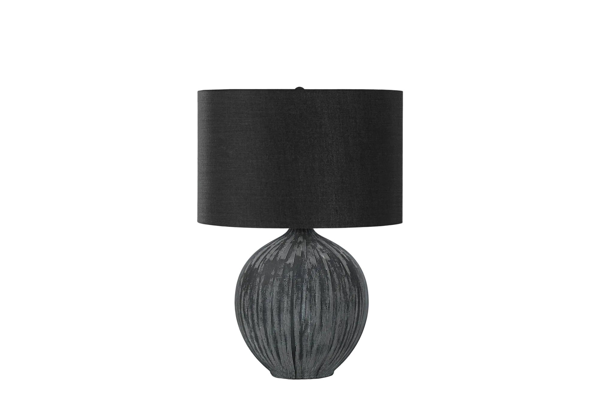 ÉCLAIRAGE - LAMPE DE TABLE 23"H EN CÉRAMIQUE NOIRE ABAT-JOUR NOIR