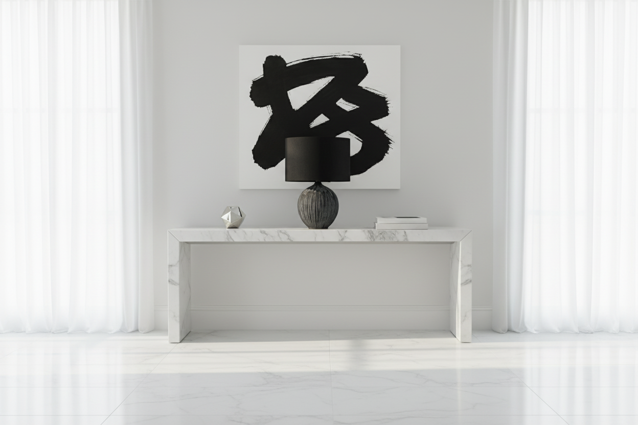 ÉCLAIRAGE - LAMPE DE TABLE 23"H EN CÉRAMIQUE NOIRE ABAT-JOUR NOIR