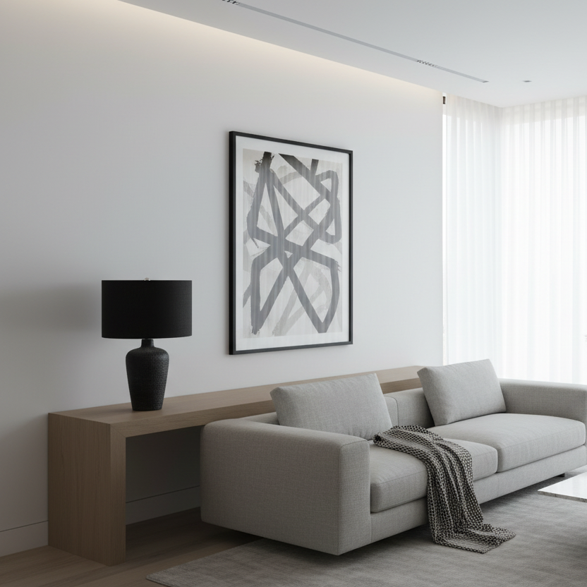 ÉCLAIRAGE - LAMPE DE TABLE 24"H CÉRAMIQUE NOIRE ABAT-JOUR NOIR