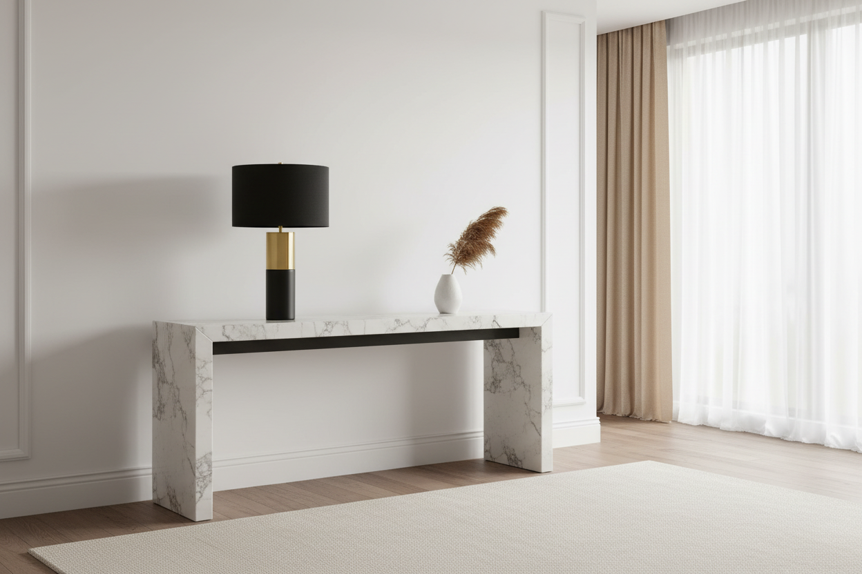 ÉCLAIRAGE - LAMPE DE TABLE 25"H BÉTON NOIR ABAT-JOUR NOIR