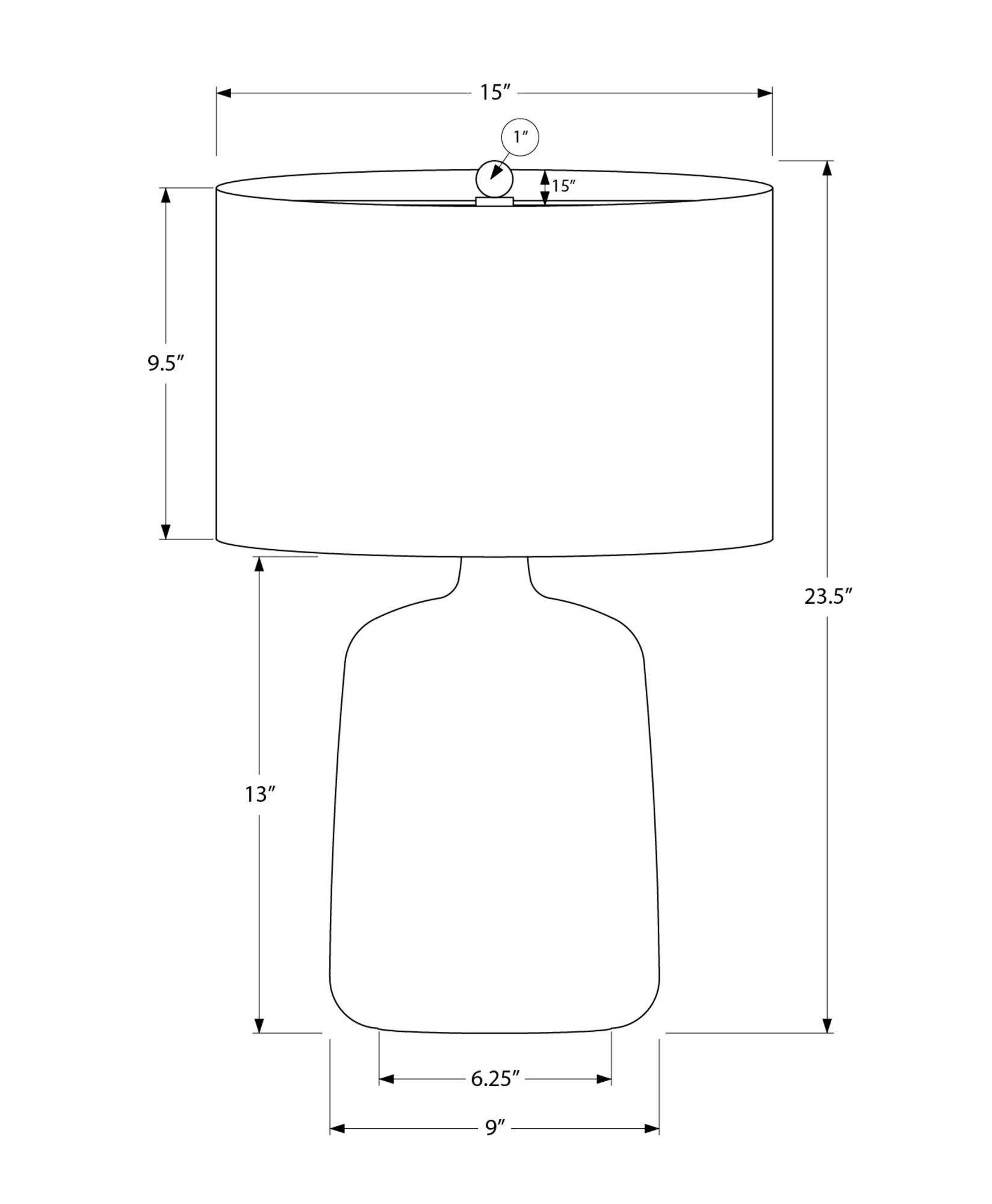 ÉCLAIRAGE - LAMPE DE TABLE 24"H EN CÉRAMIQUE NOIRE ABAT-JOUR BEIGE