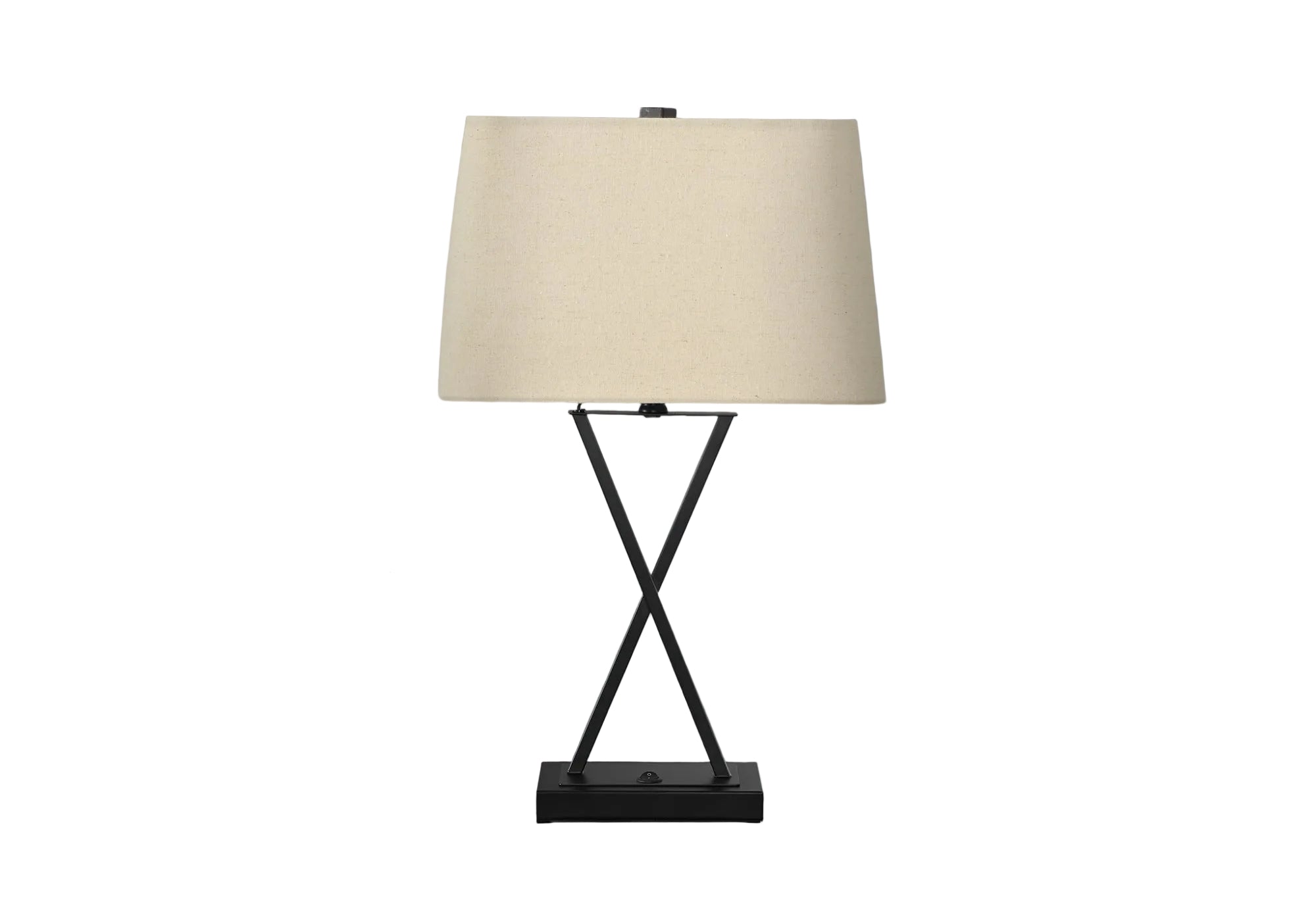 ÉCLAIRAGE - LAMPE DE TABLE 25"H PORT USB INCLUS MÉTAL NOIR ABAT-JOUR BEIGE