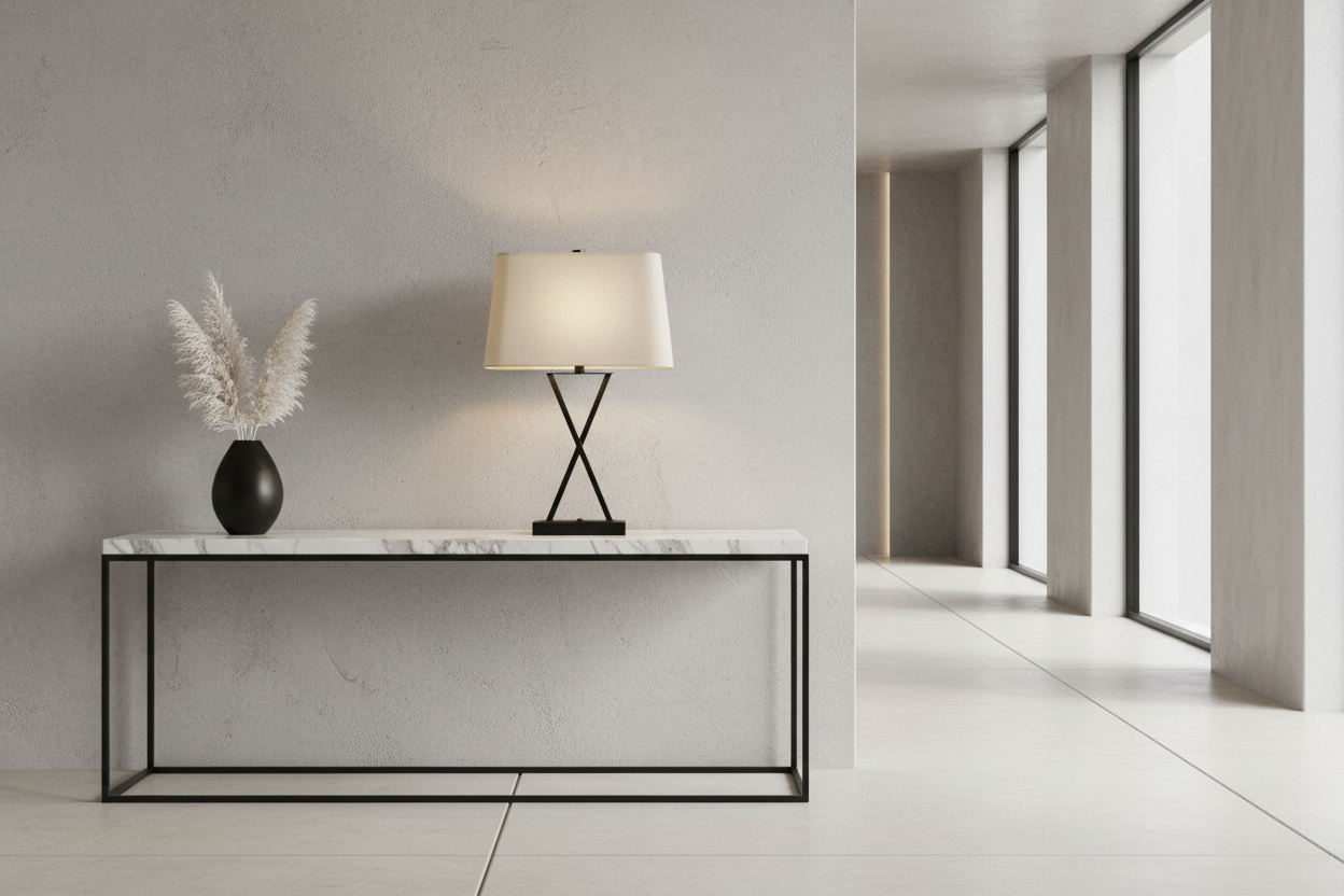 ÉCLAIRAGE - LAMPE DE TABLE 25"H PORT USB INCLUS MÉTAL NOIR ABAT-JOUR BEIGE