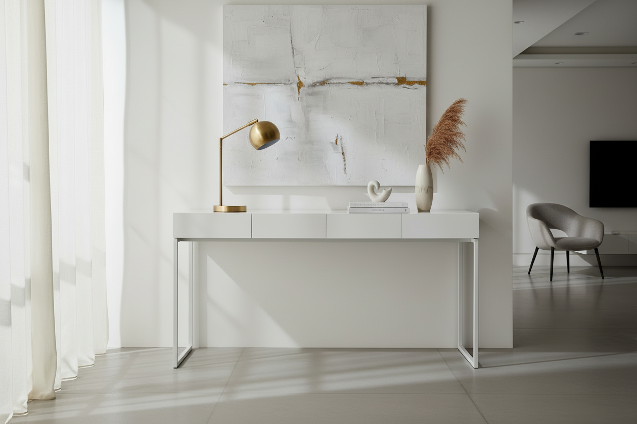 ÉCLAIRAGE - LAMPE DE TABLE 19"H MÉTAL DORÉ ABAT-JOUR DORÉ