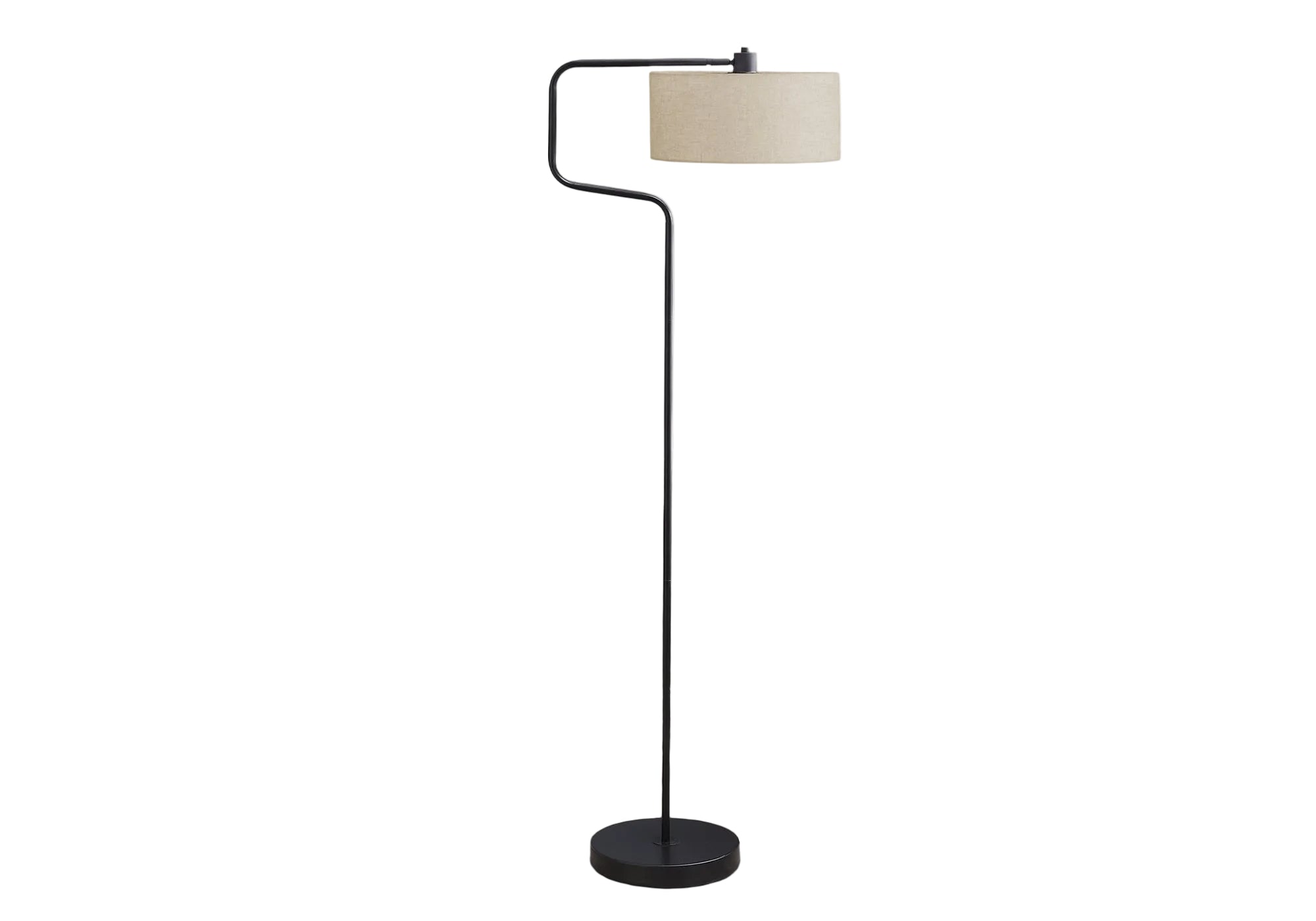 ÉCLAIRAGE - LAMPADAIRE 61"H MÉTAL NOIR ABAT-JOUR BEIGE MODERNE
