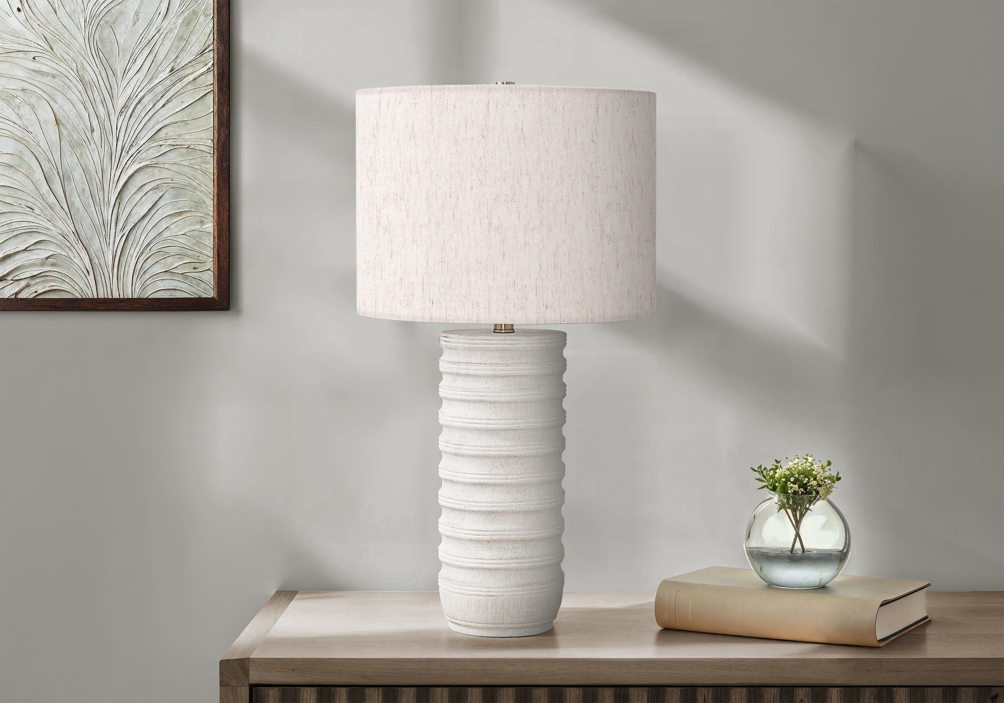 LIGHTING - 28"H TABLE LAMP CREAM RESIN IVORY / CREAM SHADE