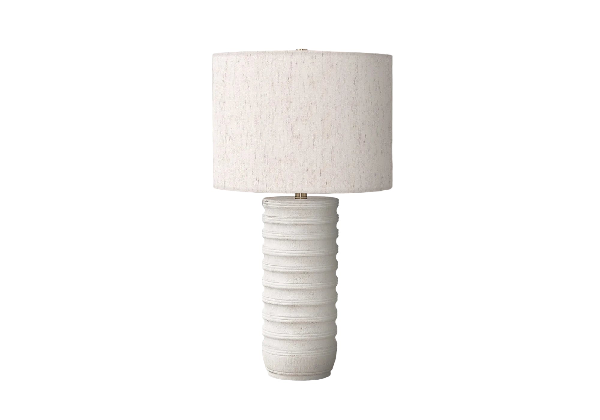 ÉCLAIRAGE - LAMPE DE TABLE 28"H EN RÉSINE CRÈME IVOIRE / ABAT-JOUR CRÈME