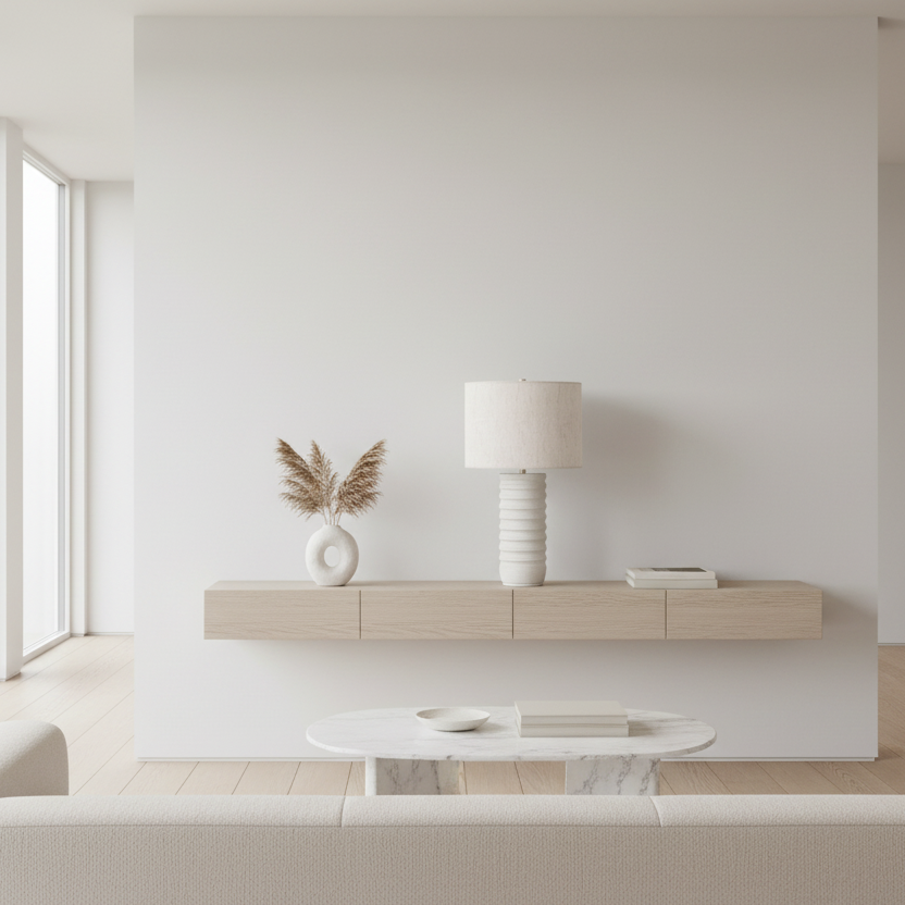 ÉCLAIRAGE - LAMPE DE TABLE 28"H EN RÉSINE CRÈME IVOIRE / ABAT-JOUR CRÈME