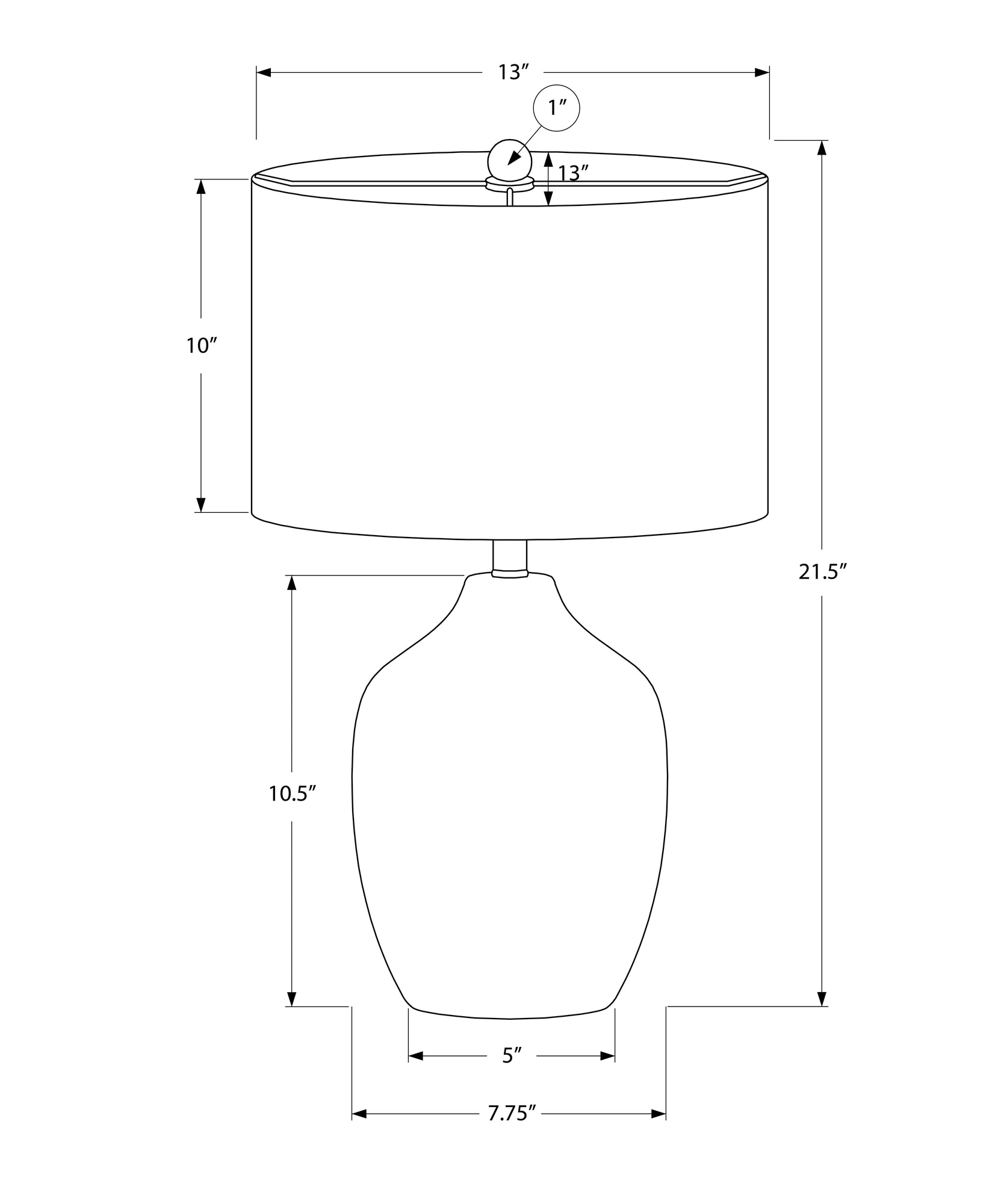 ÉCLAIRAGE - LAMPE DE TABLE 22"H EN CÉRAMIQUE NOIRE IVOIRE / ABAT-JOUR CRÈME
