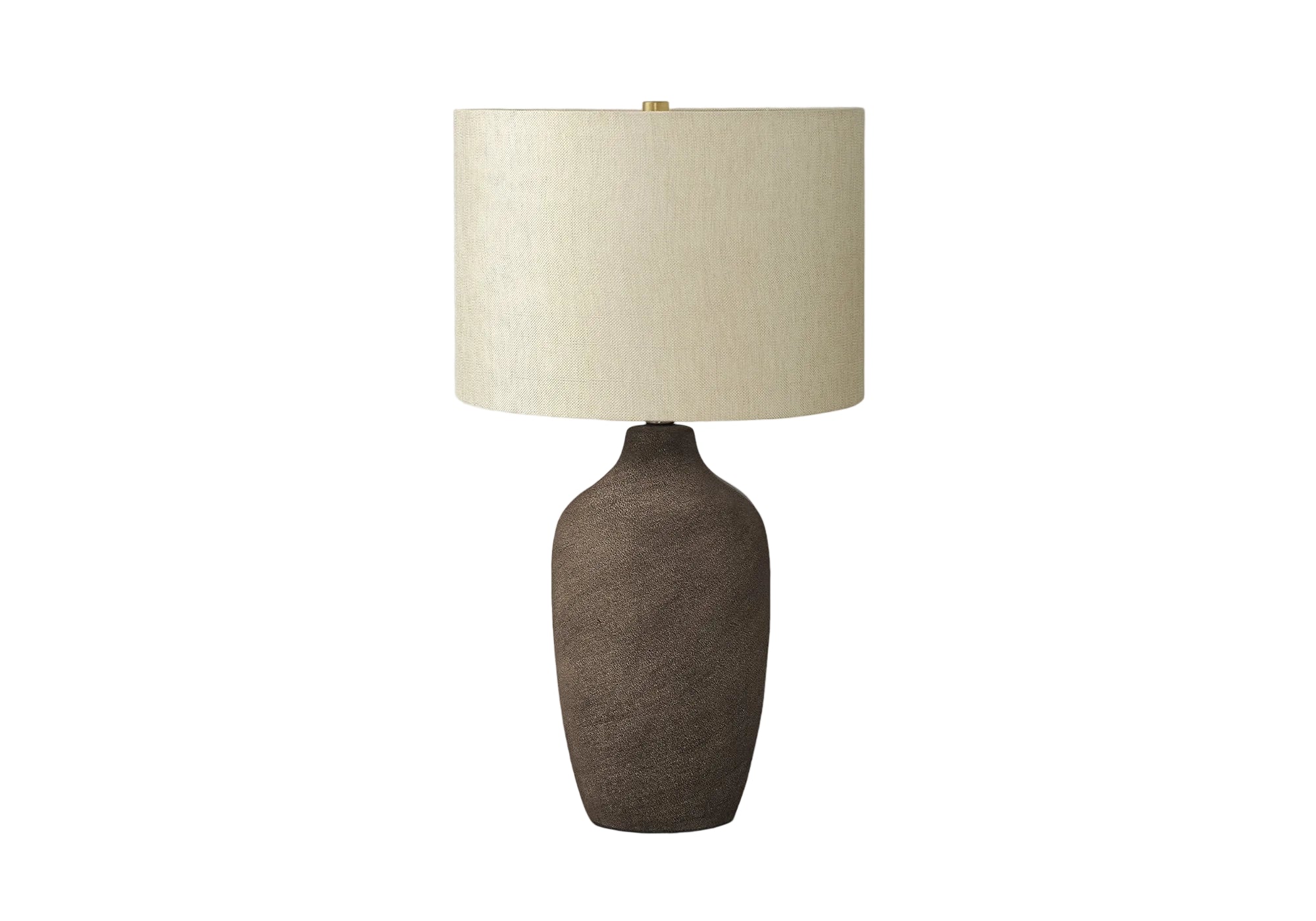 ÉCLAIRAGE - LAMPE DE TABLE 27"H CÉRAMIQUE GRISE ABAT-JOUR BEIGE