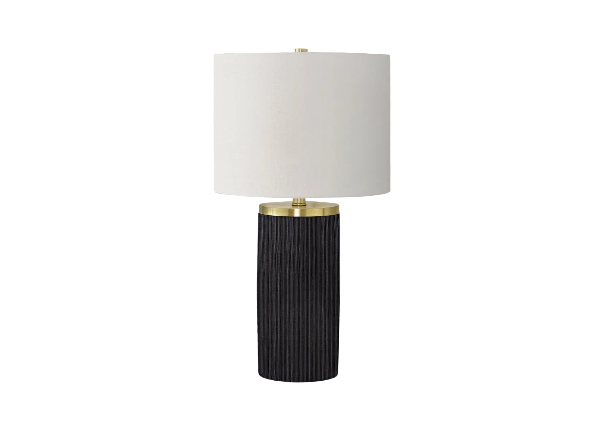 ÉCLAIRAGE - LAMPE DE TABLE 24"H BÉTON NOIR ABAT-JOUR IVOIRE / CRÈME MODERNE