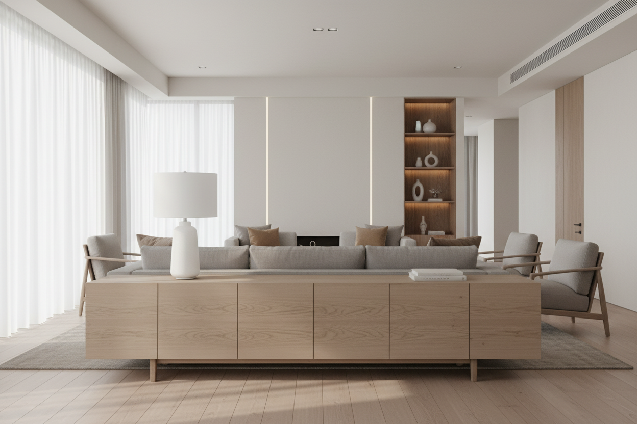 ÉCLAIRAGE - LAMPE DE TABLE 26"H EN CÉRAMIQUE CRÈME IVOIRE / ABAT-JOUR CRÈME MODERNE