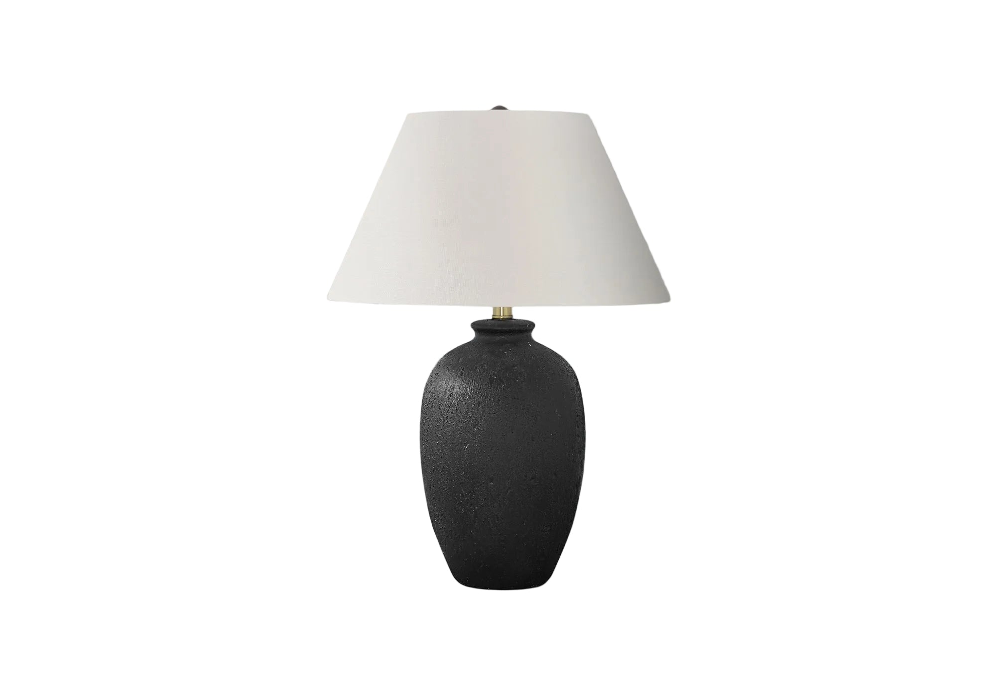 ÉCLAIRAGE - LAMPE DE TABLE 24"H EN CÉRAMIQUE NOIRE ABAT-JOUR IVOIRE / CRÈME MODERNE