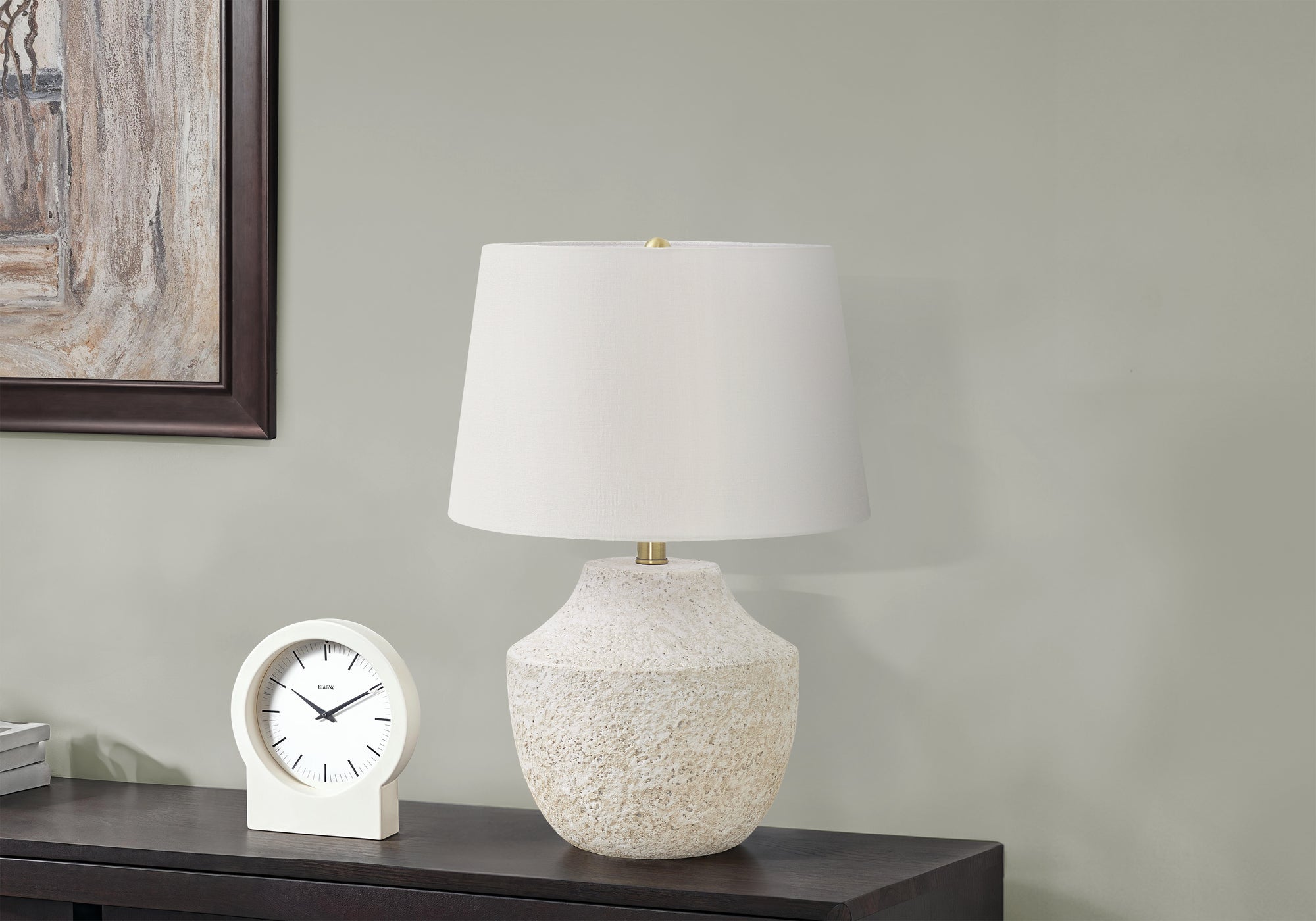 LIGHTING - 20"H TABLE LAMP CREAM CONCRETE IVORY / CREAM SHADE MODERN