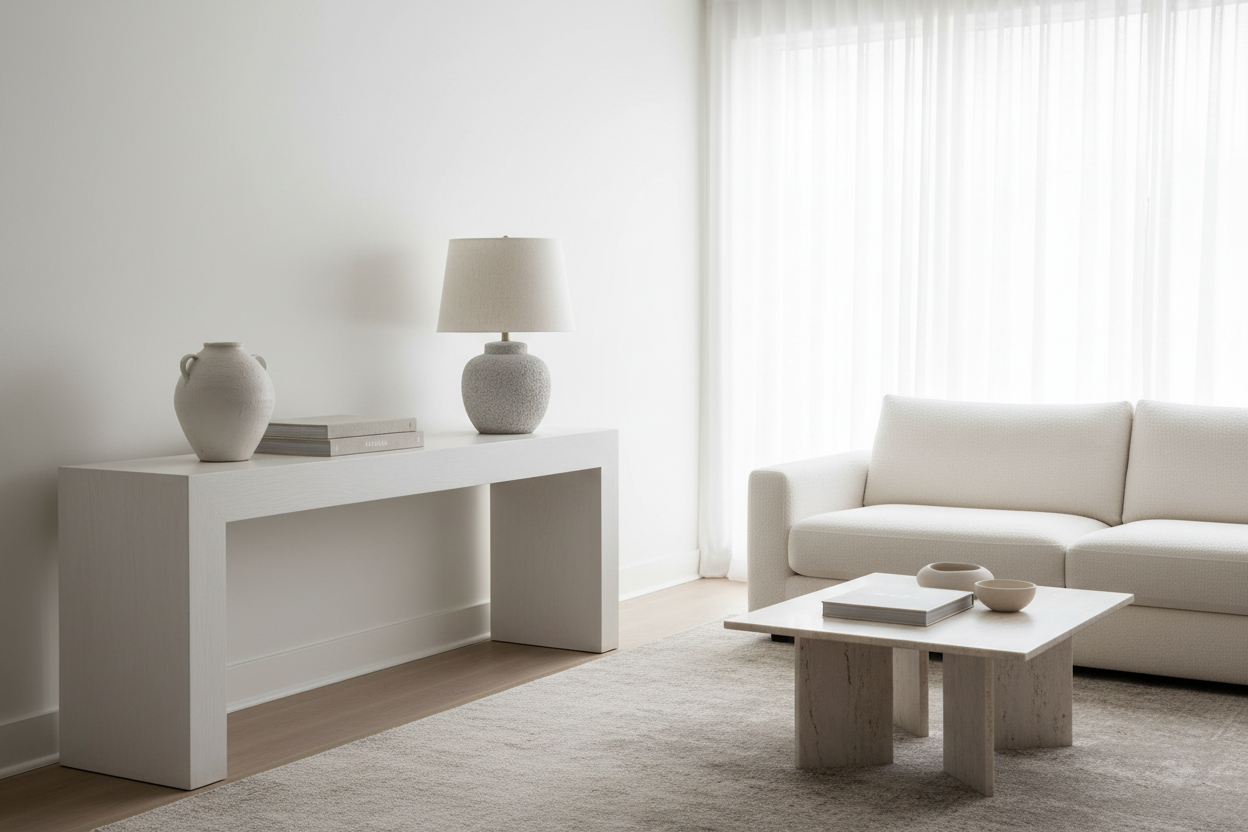 ÉCLAIRAGE - LAMPE DE TABLE 22"H BÉTON CRÈME IVOIRE / ABAT-JOUR CRÈME MODERNE