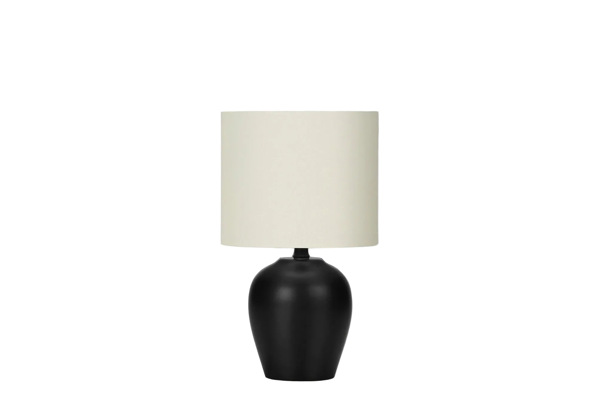 LIGHTING - 17"H TABLE LAMP BLACK CERAMIC IVORY / CREAM SHADE