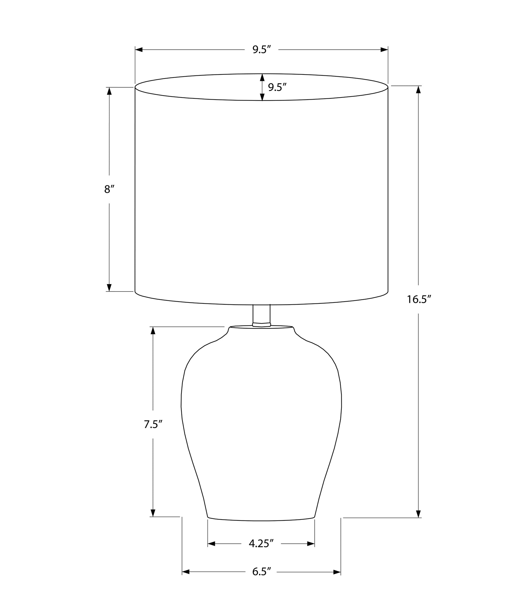 ÉCLAIRAGE - LAMPE DE TABLE 17"H EN CÉRAMIQUE NOIRE IVOIRE / ABAT-JOUR CRÈME