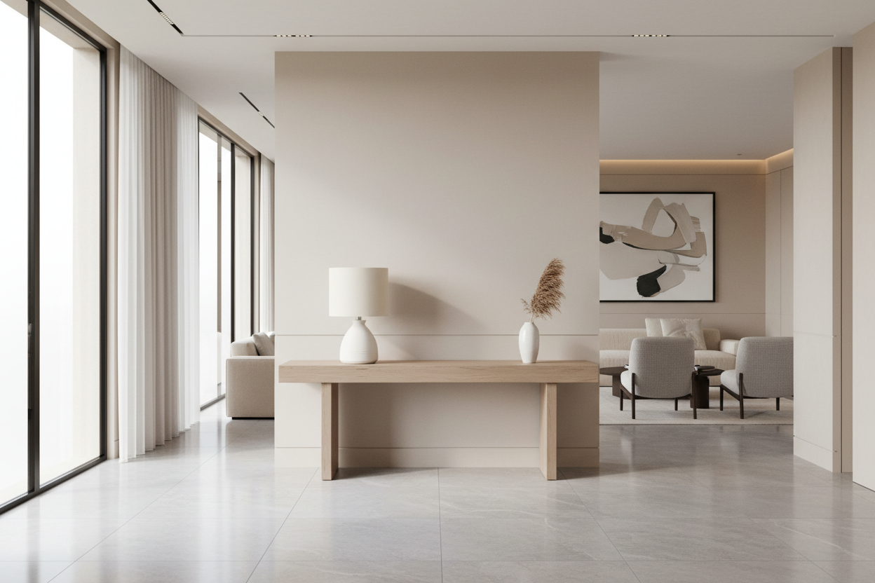 ÉCLAIRAGE - LAMPE DE TABLE 17"H EN CÉRAMIQUE CRÈME IVOIRE / ABAT-JOUR CRÈME MODERNE