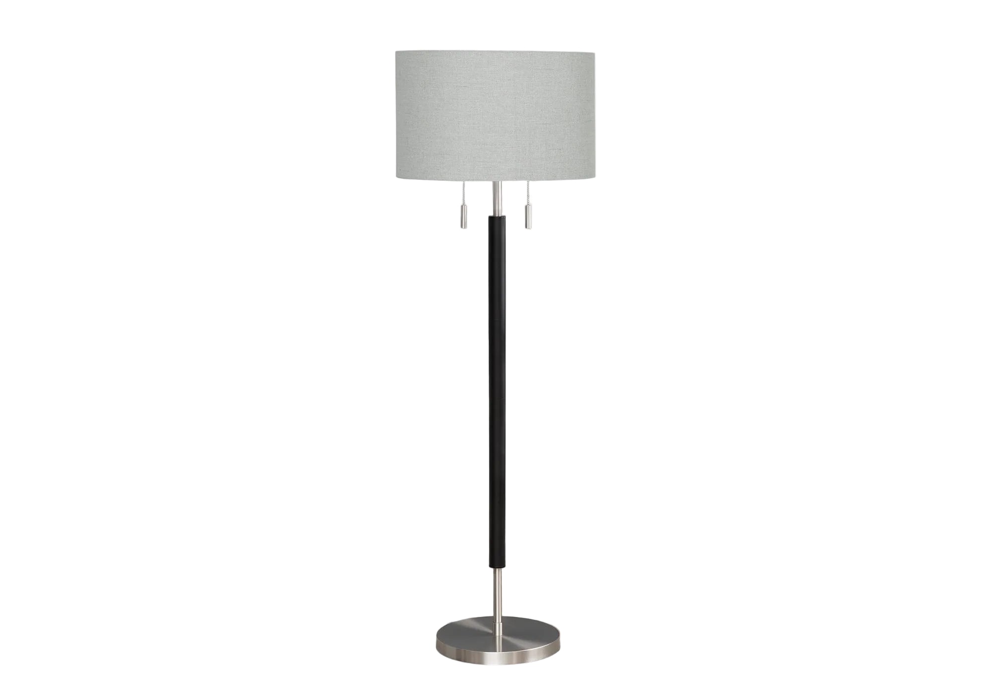LIGHTING - 60"H FLOOR LAMP NICKEL METAL GREY SHADE