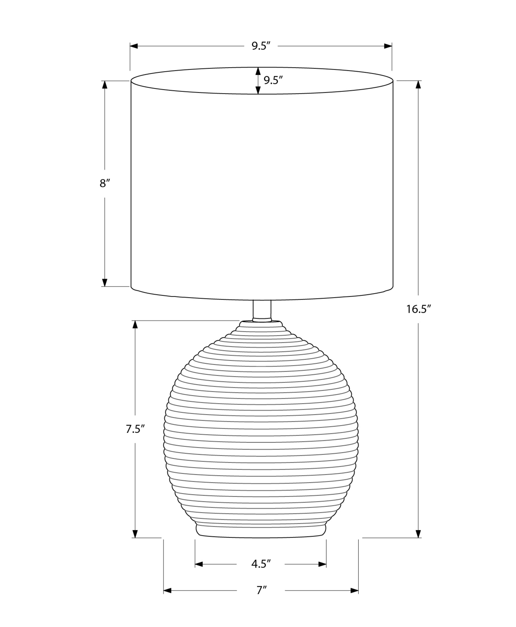 LIGHTING - 16"H TABLE LAMP BLACK RESIN IVORY / CREAM SHADE