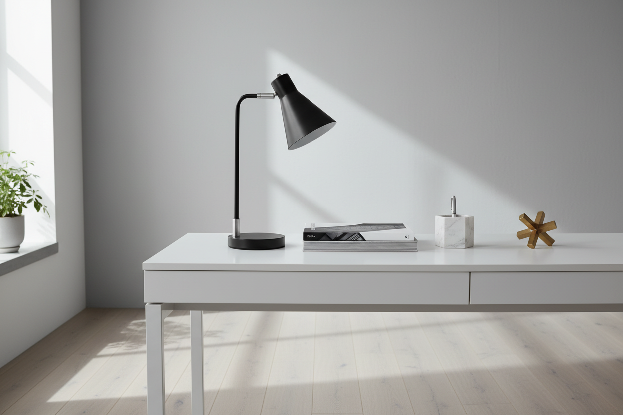 LIGHTING - 17"H TABLE LAMP BLACK METAL SILVER METAL