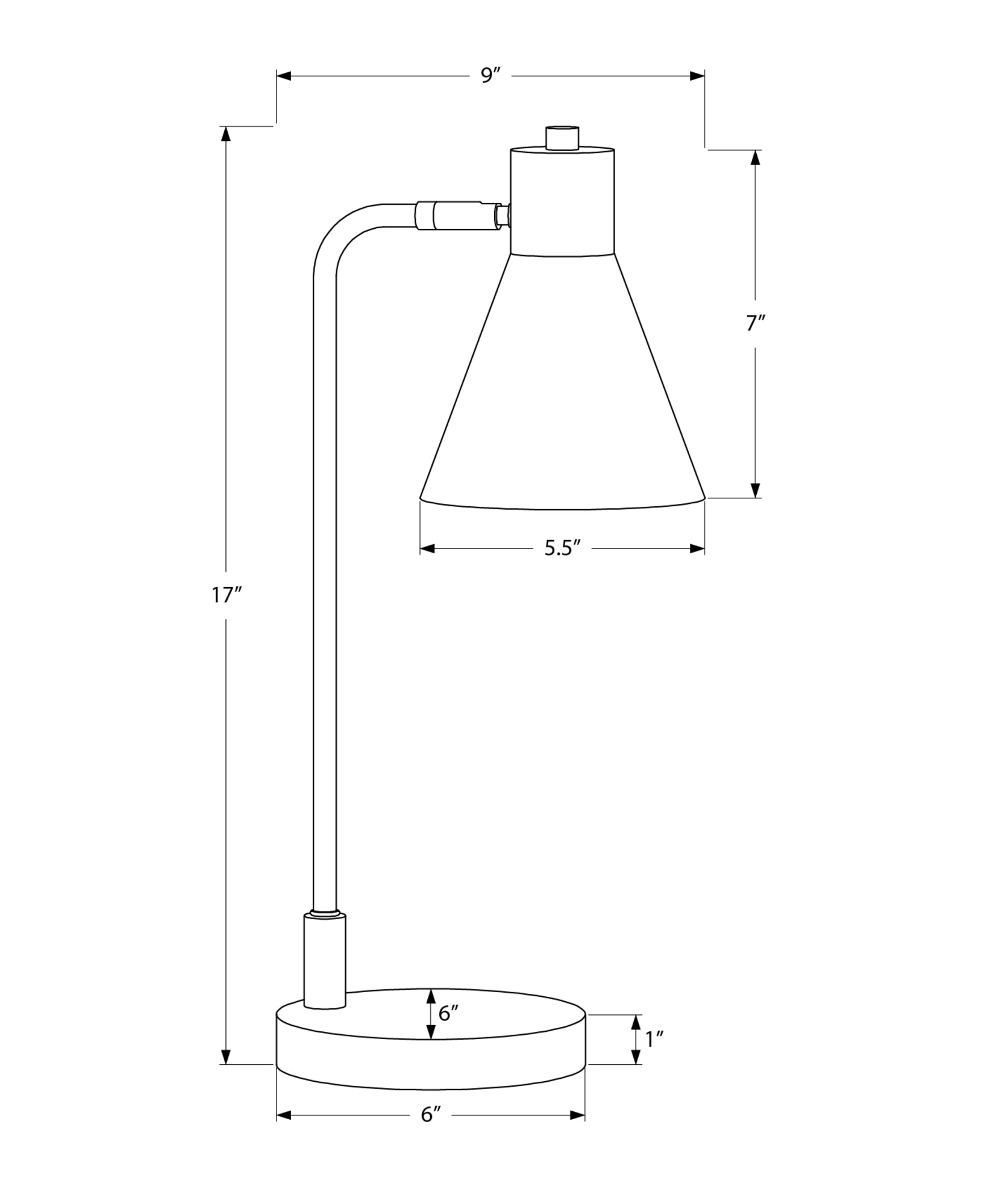 LIGHTING - 17"H TABLE LAMP BLACK METAL SILVER METAL