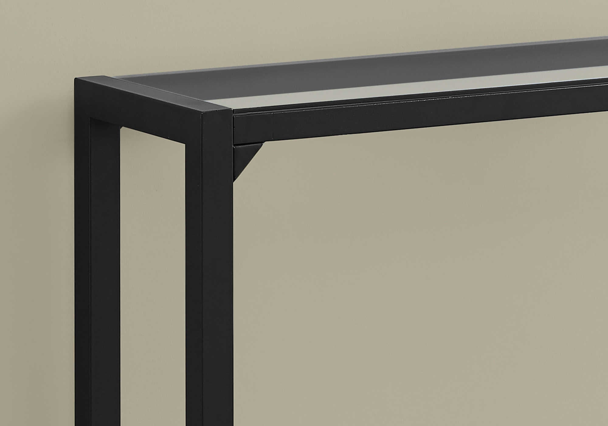 TABLE D'APPOINT - 42"L / NOIR / CONSOLE D'ENTRÉE EN VERRE TREMPÉ