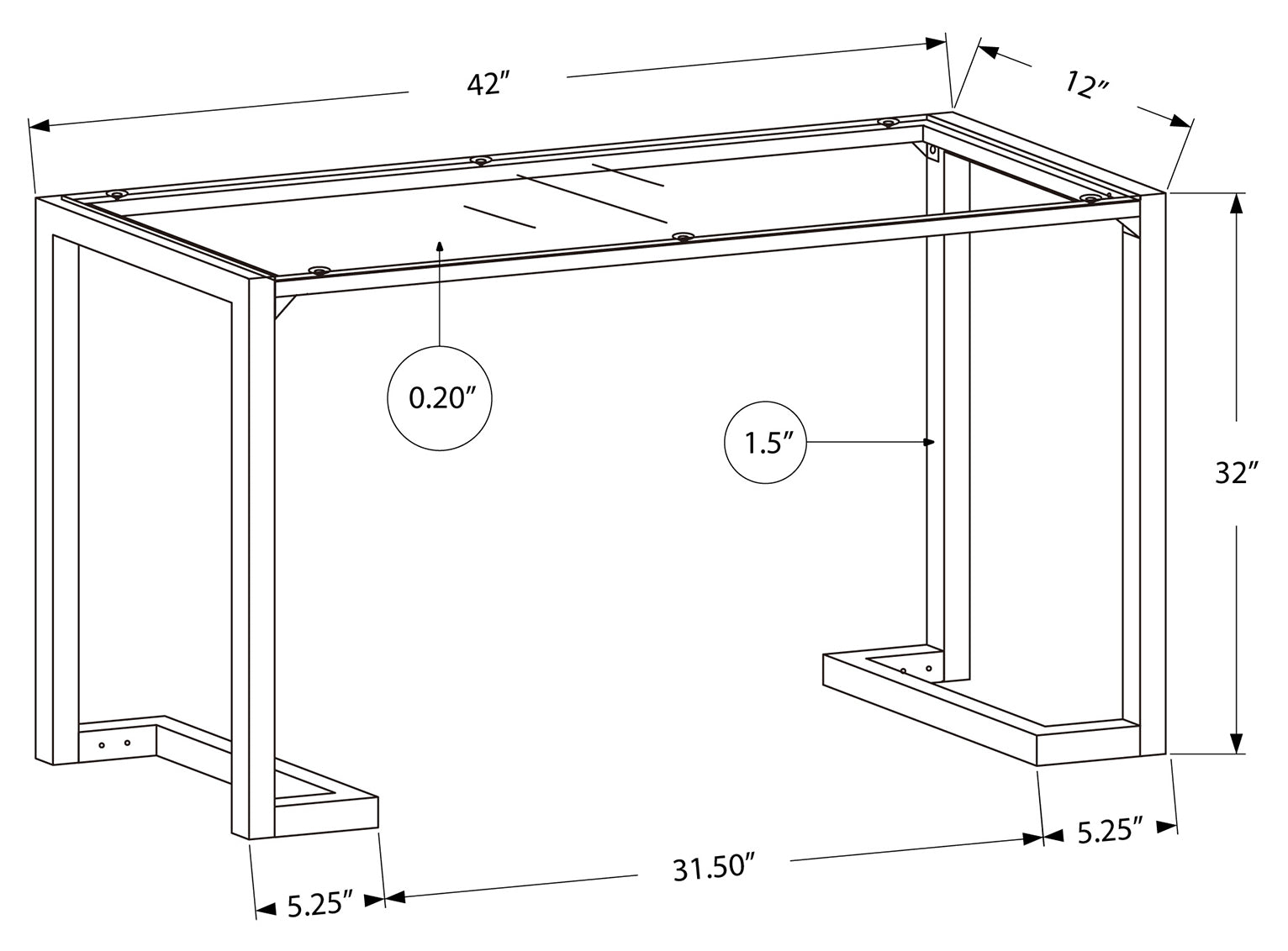 TABLE D'APPOINT - 42"L / NOIR / CONSOLE D'ENTRÉE EN VERRE TREMPÉ