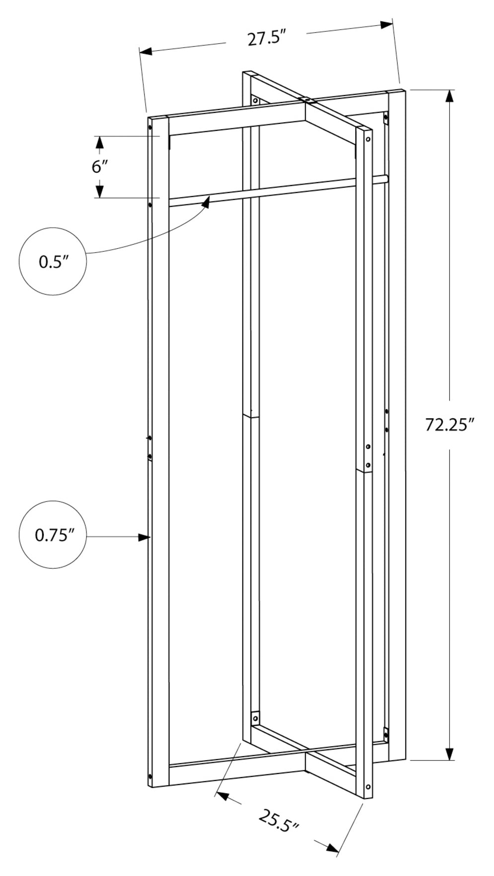 COAT RACK - 72"H / WHITE METAL