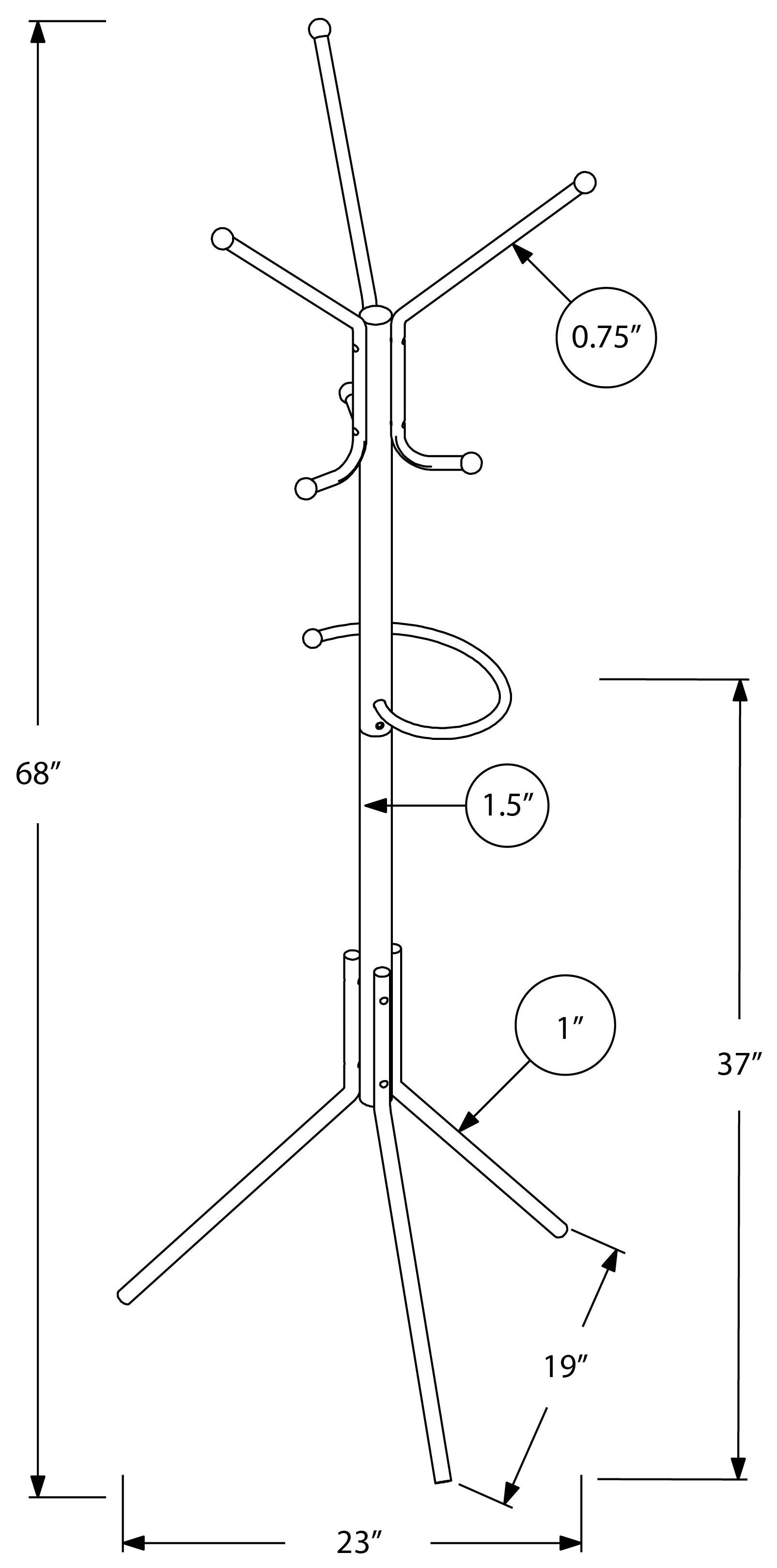 COAT RACK - 68"H / BLACK METAL