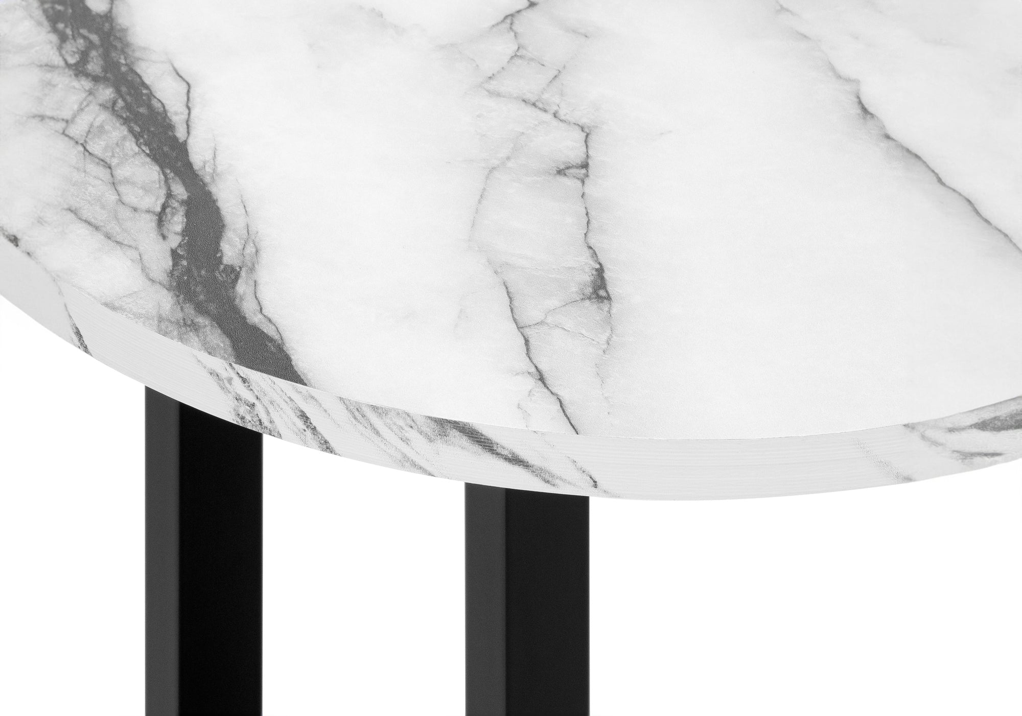 ACCENT TABLE - 24"H / WHITE MARBLE-LOOK / BLACK METAL