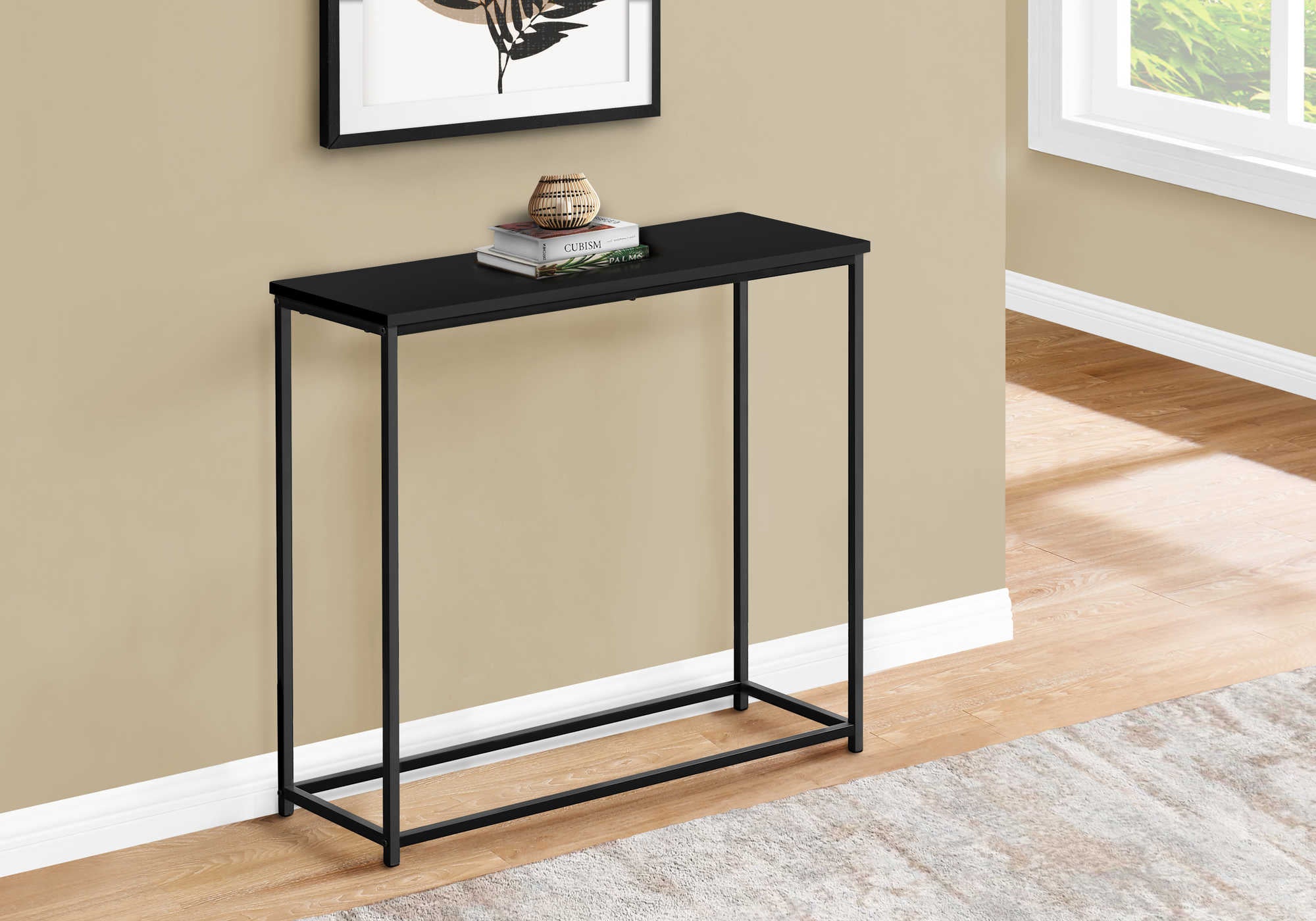 TABLE D'APPOINT - 32"L / NOIR / CONSOLE D'ENTRÉE EN MÉTAL NOIR