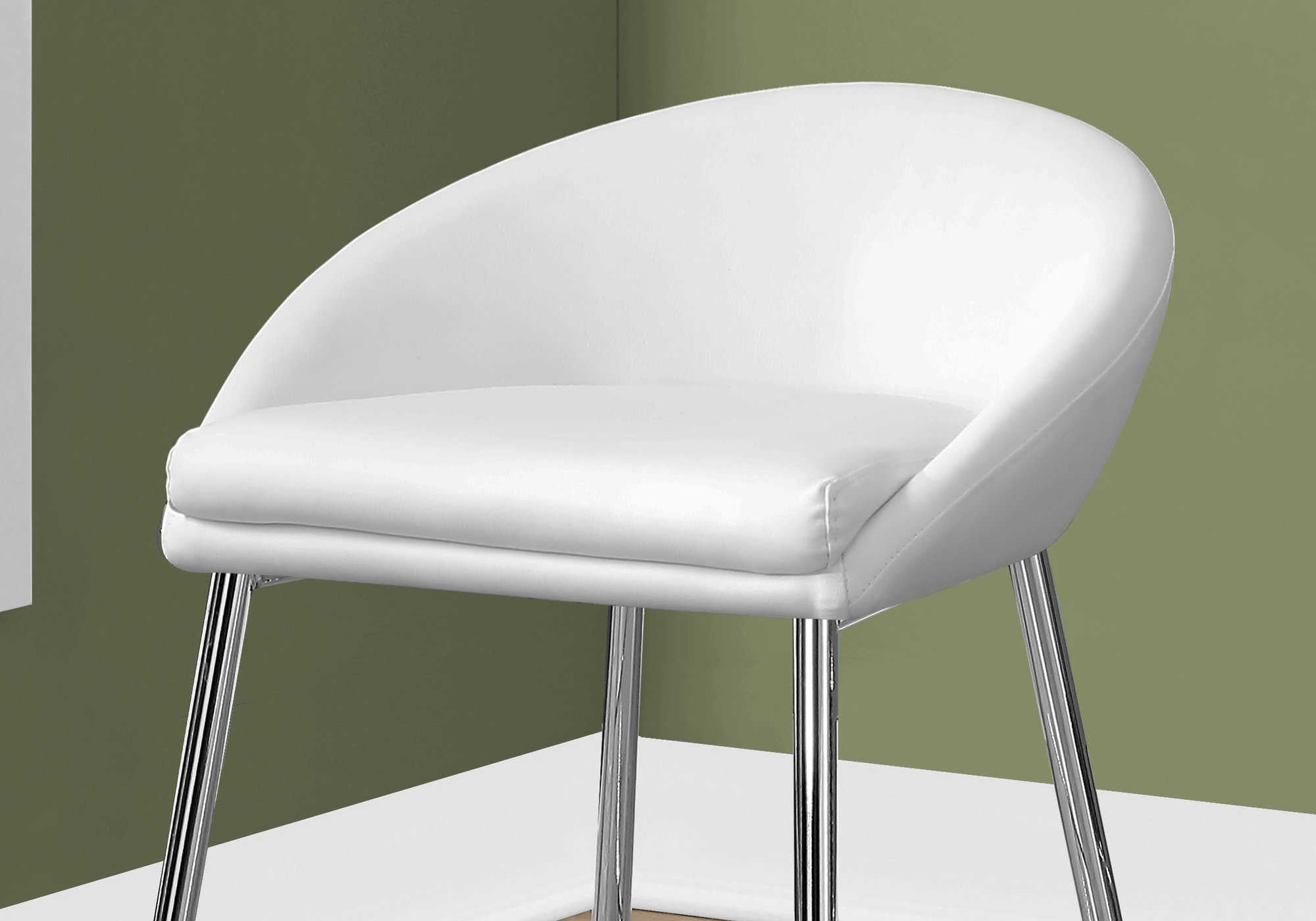 TABOURET DE BAR - 2 PIÈCES / BLANC / BASE CHROMÉE / HAUTEUR COMPTOIR