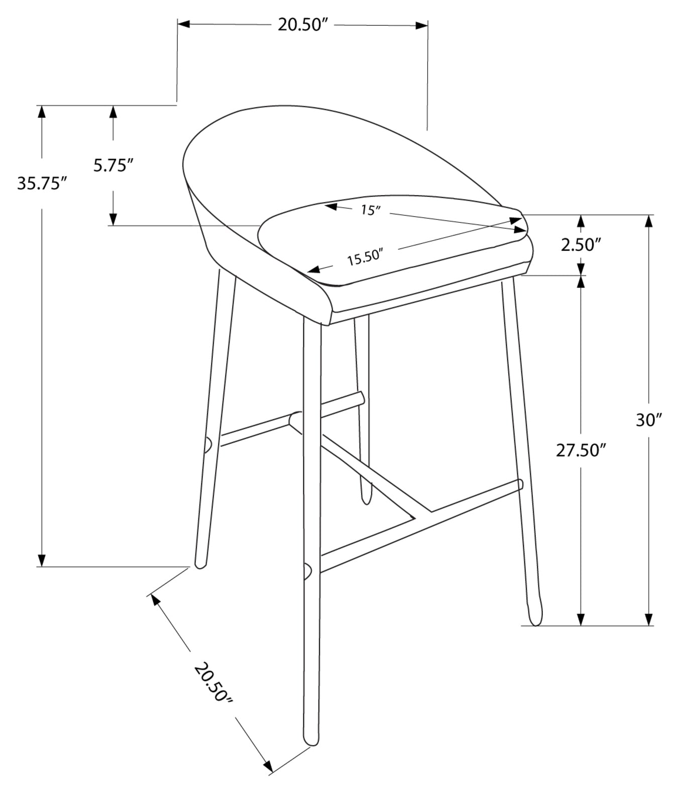 BARSTOOL - 2PCS / GREY FABRIC / CHROME BASE / BAR HEIGHT