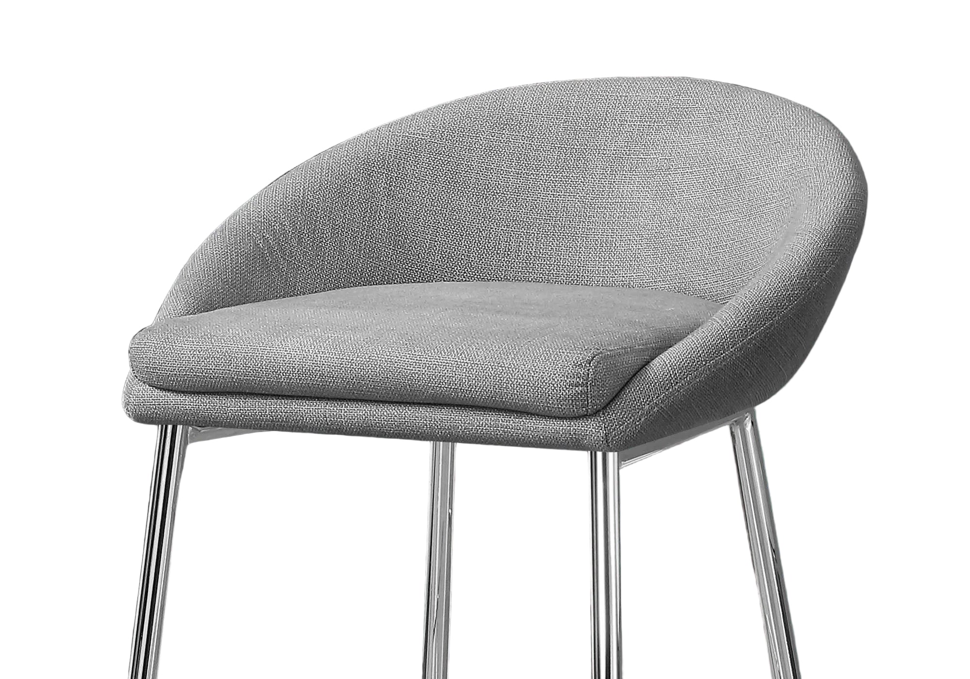 BARSTOOL - 2PCS / GREY FABRIC / CHROME BASE / BAR HEIGHT