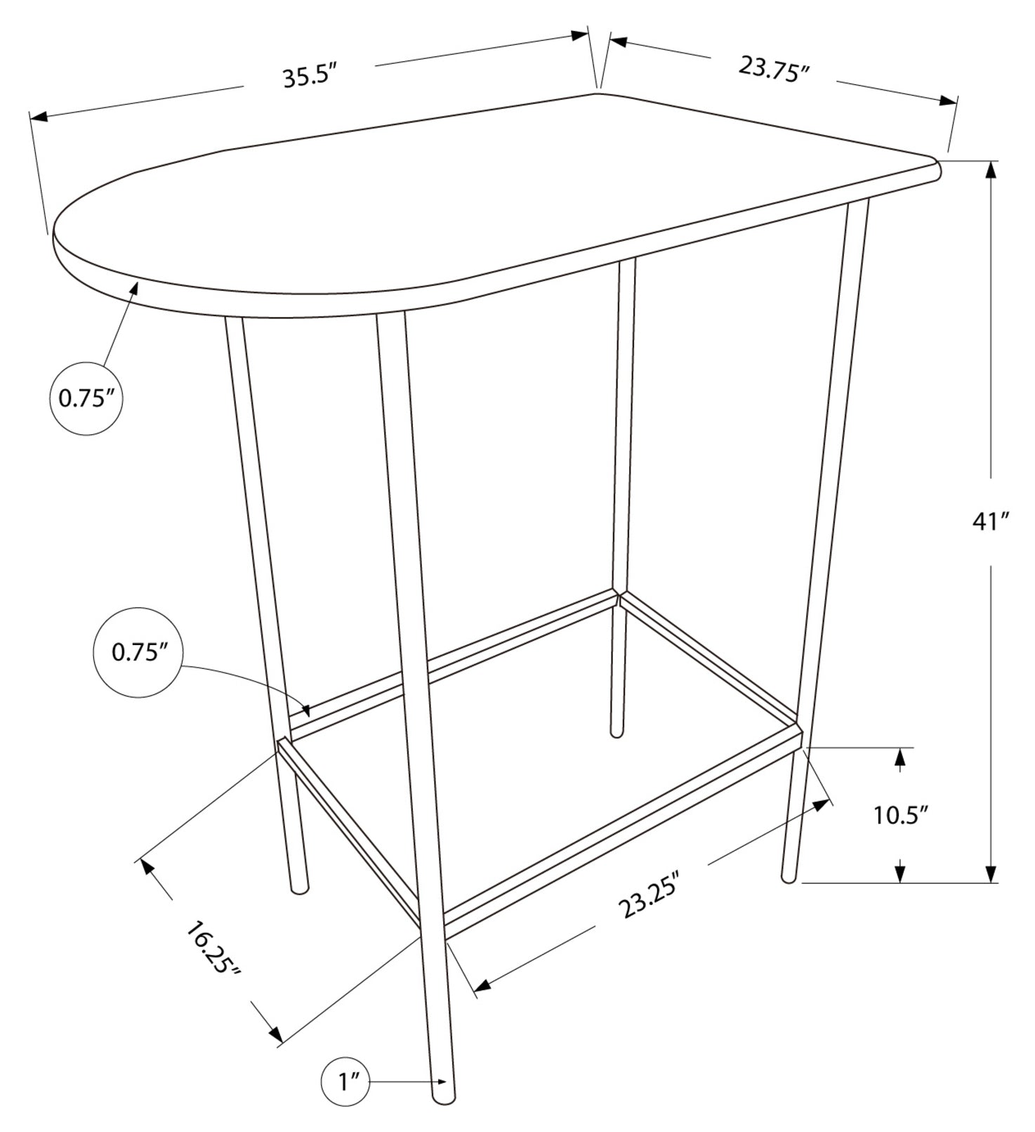 HOME BAR - 24"X 36" / ESPRESSO MARBLE / METAL