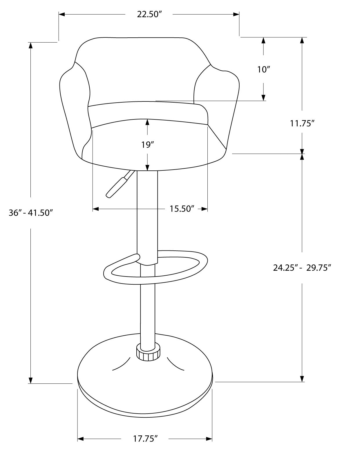 TABOURET DE BAR - NOIR / MÉTAL CHROME À LEVER HYDRAULIQUE