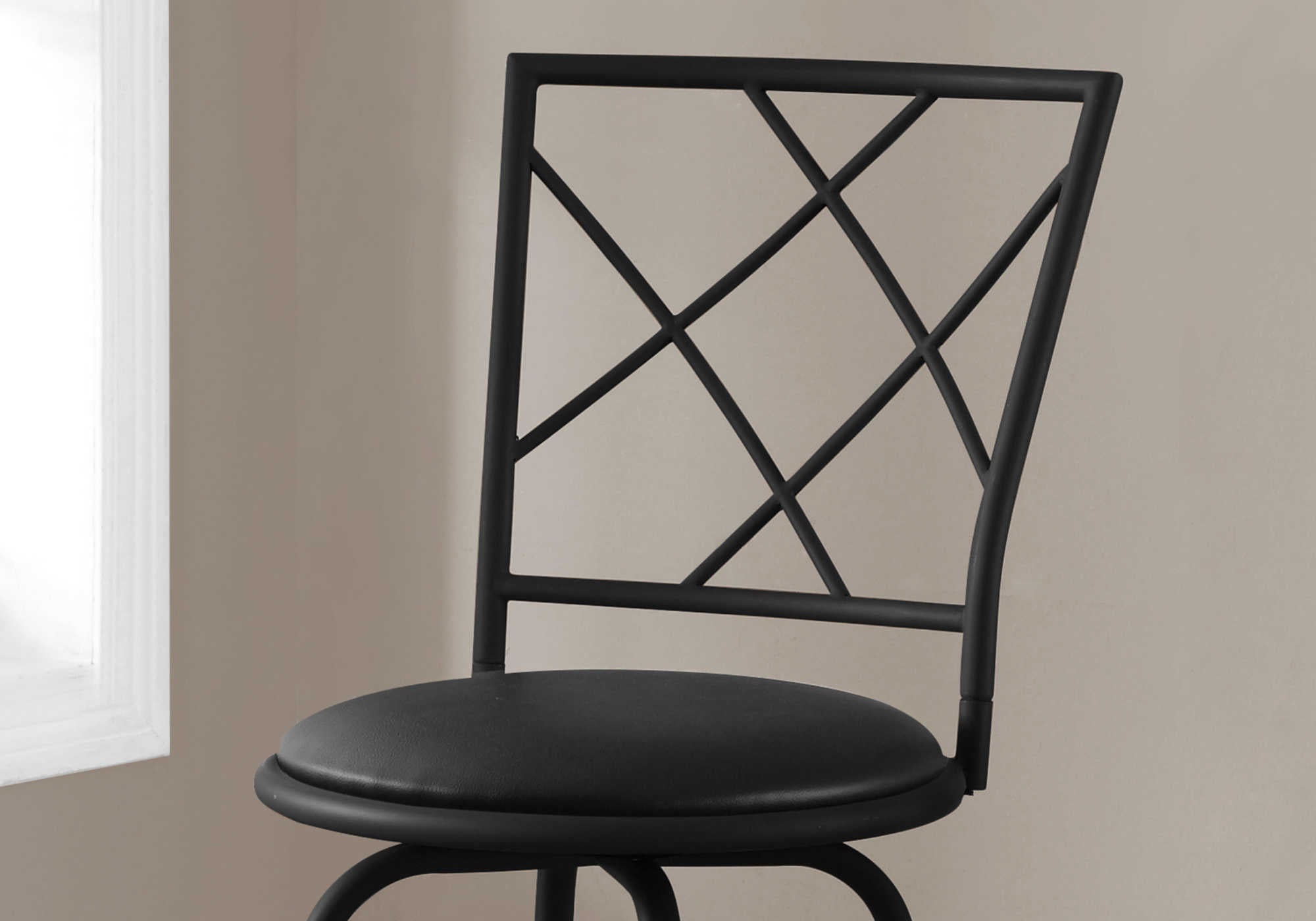 TABOURET DE BAR - 2 PIÈCES / PIVOTANT / NOIR / SIÈGE SIMILI CUIR NOIR