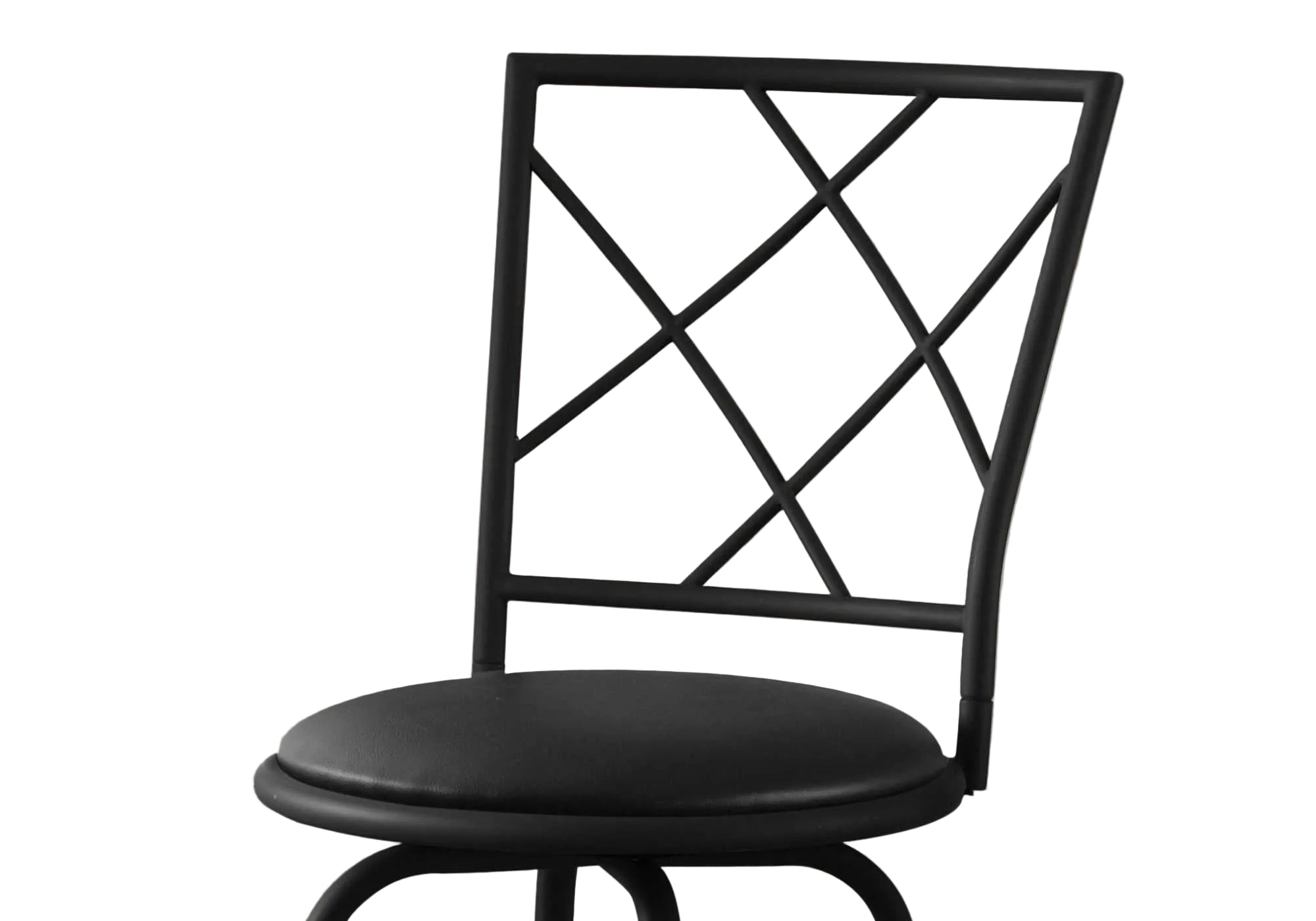 BARSTOOL - 2PCS / SWIVEL / BLACK /BLACK LEATHER-LOOK SEAT