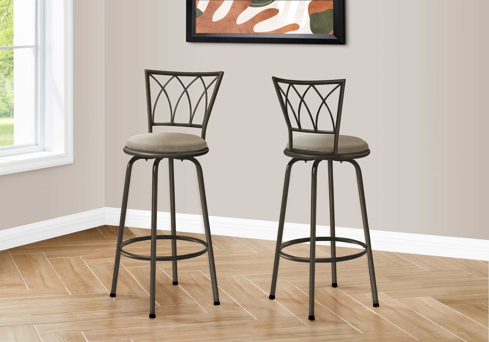 TABOURET DE BAR - 2 PIÈCES / 43"H / PIVOTANT / MÉTAL CAFÉ FONCÉ