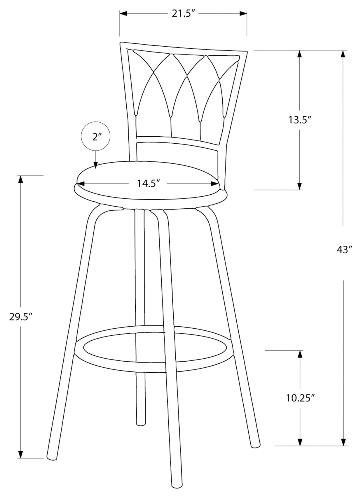 TABOURET DE BAR - 2 PIÈCES / 43"H / PIVOTANT / MÉTAL CAFÉ FONCÉ
